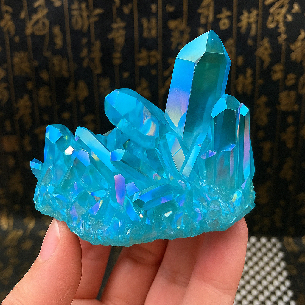 Angel Aura Blue Crystal Quartz Cluster Mineral Specimen Reiki Healing Decoration