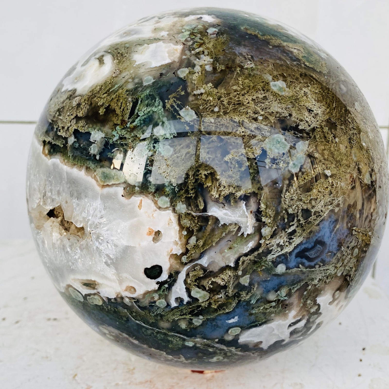 Natural water grass agate sphere crystal ball quartz energy 6280g