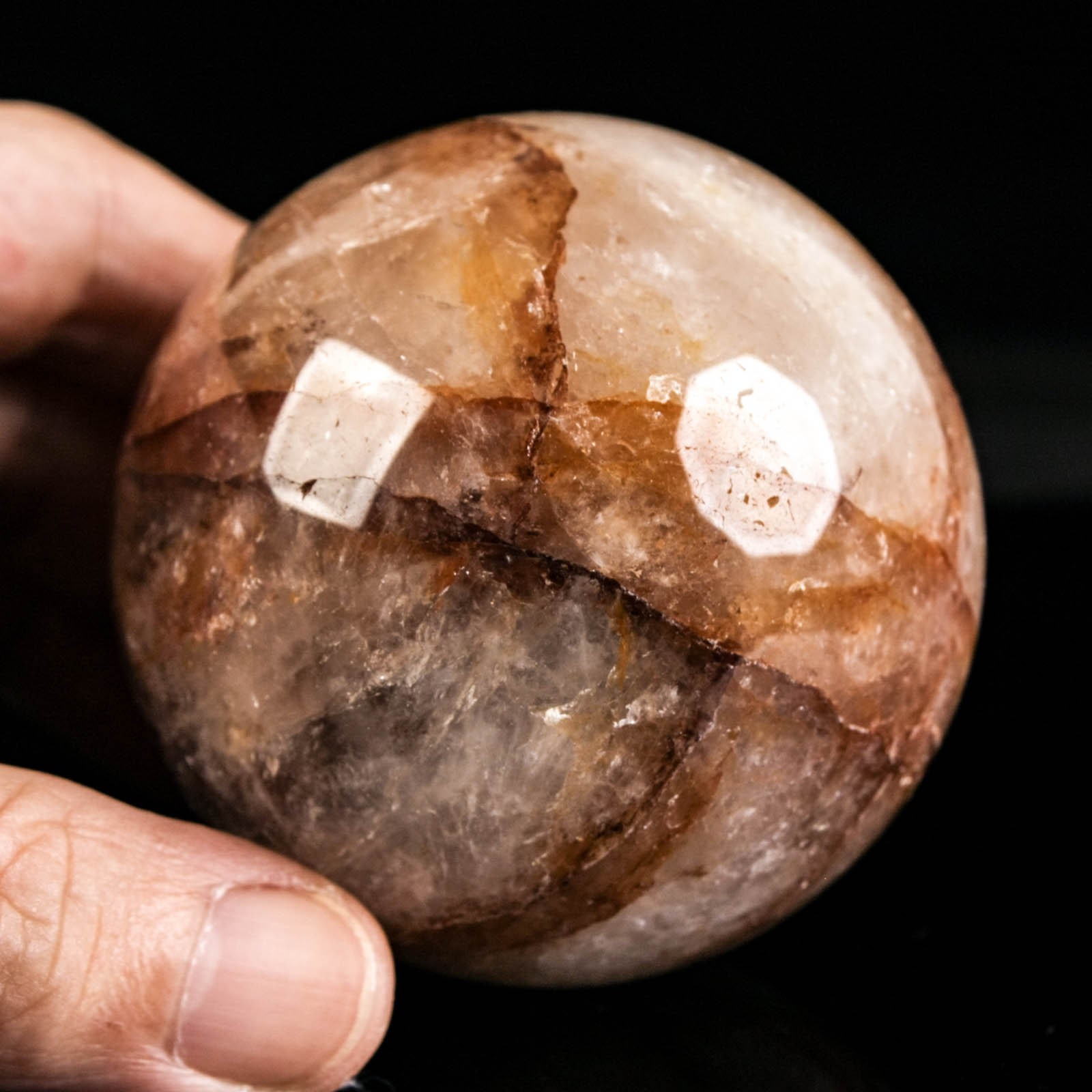 2.5″ 13.09oz Fire Quartz Sphere Natural Hematoid Quartz Crystal Ball Specimen