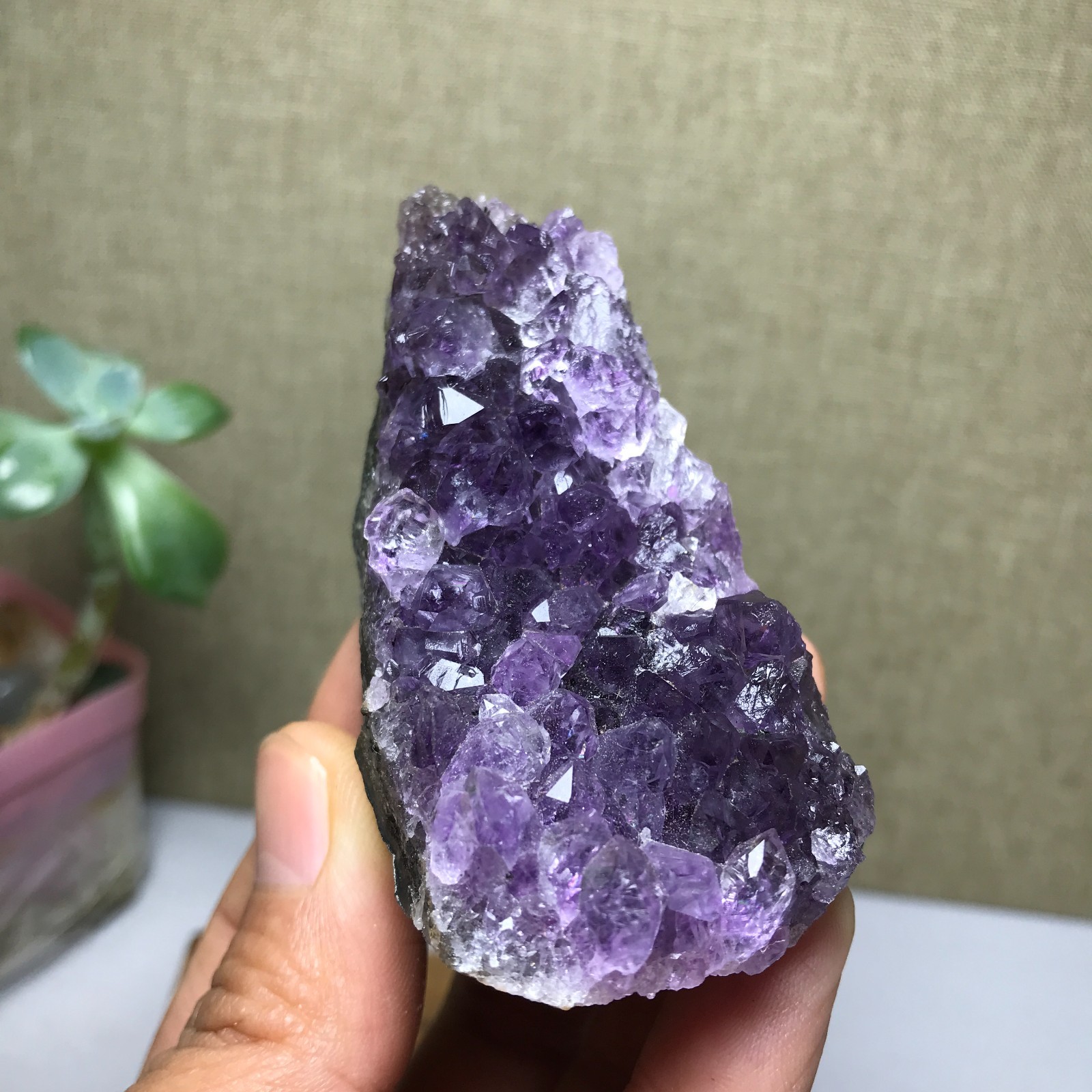 62mm NATURAL amethyst point purple Crystal Cluster Mineral Specimen 111g A1774