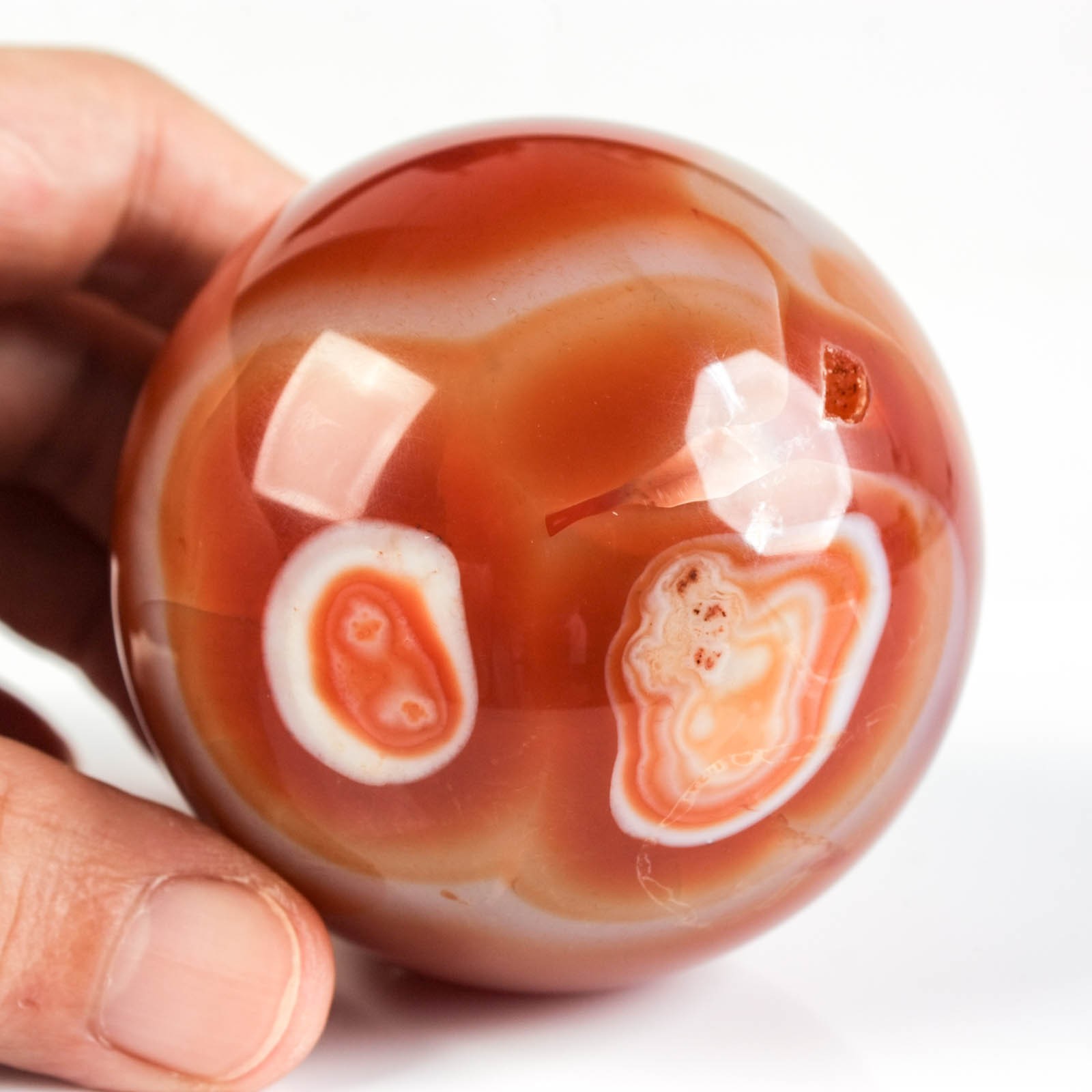 2.5″ 12.35oz Banded Carnelian Agate Sphere Crystal Ball Natural Mineral Specimen