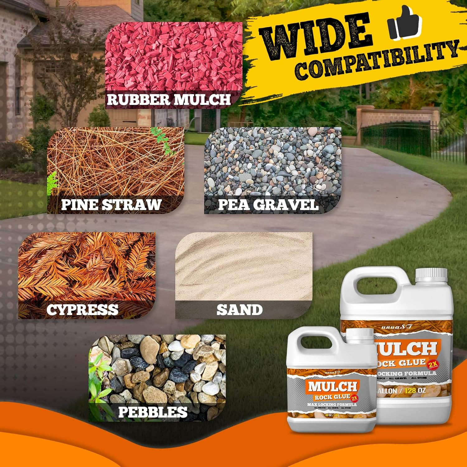Mulch Glue for Landscaping, 2 Gallon Rock Glue for Landscaping with Sprayer, Str