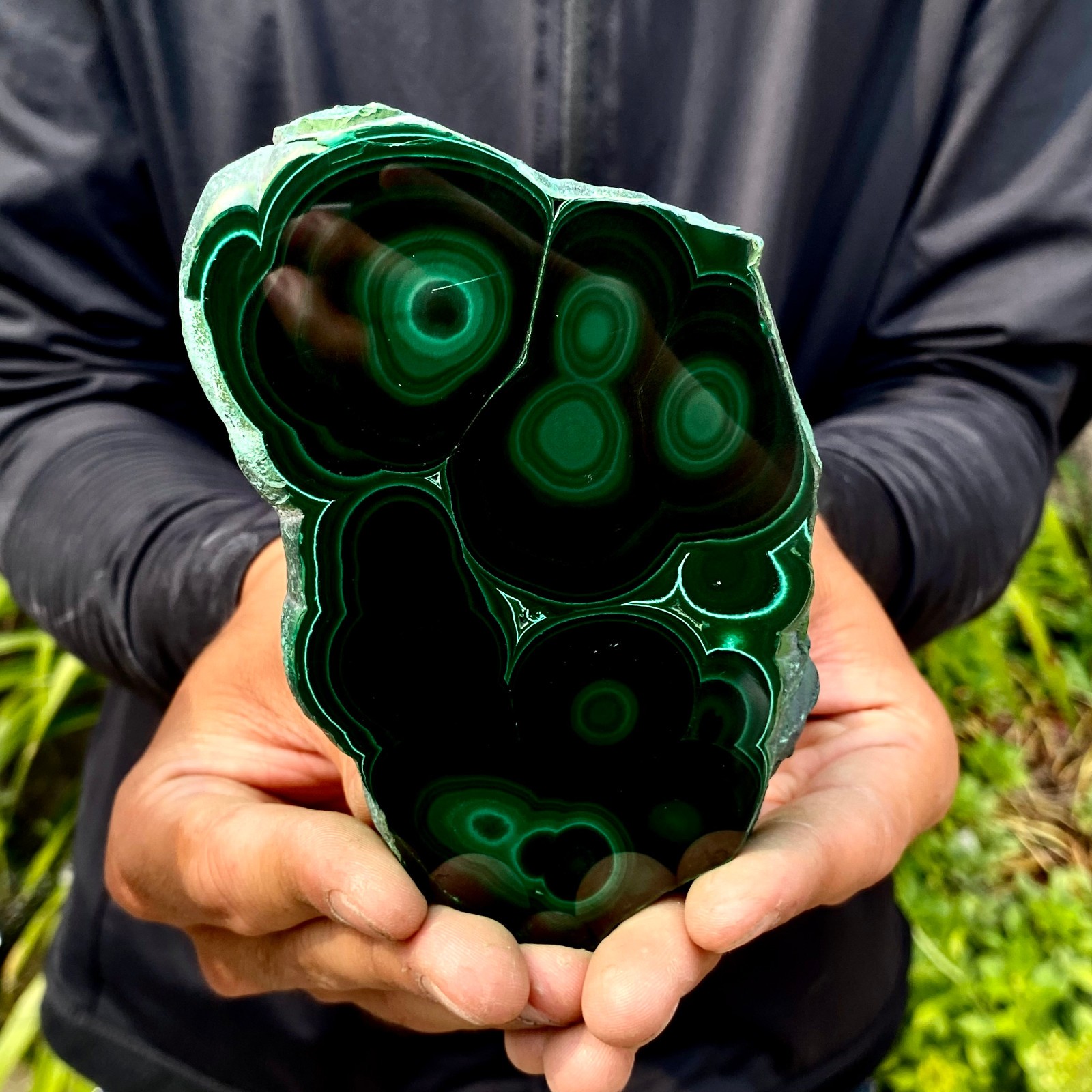 454G Natural malachite slice quartz crystal luster mineral specimen