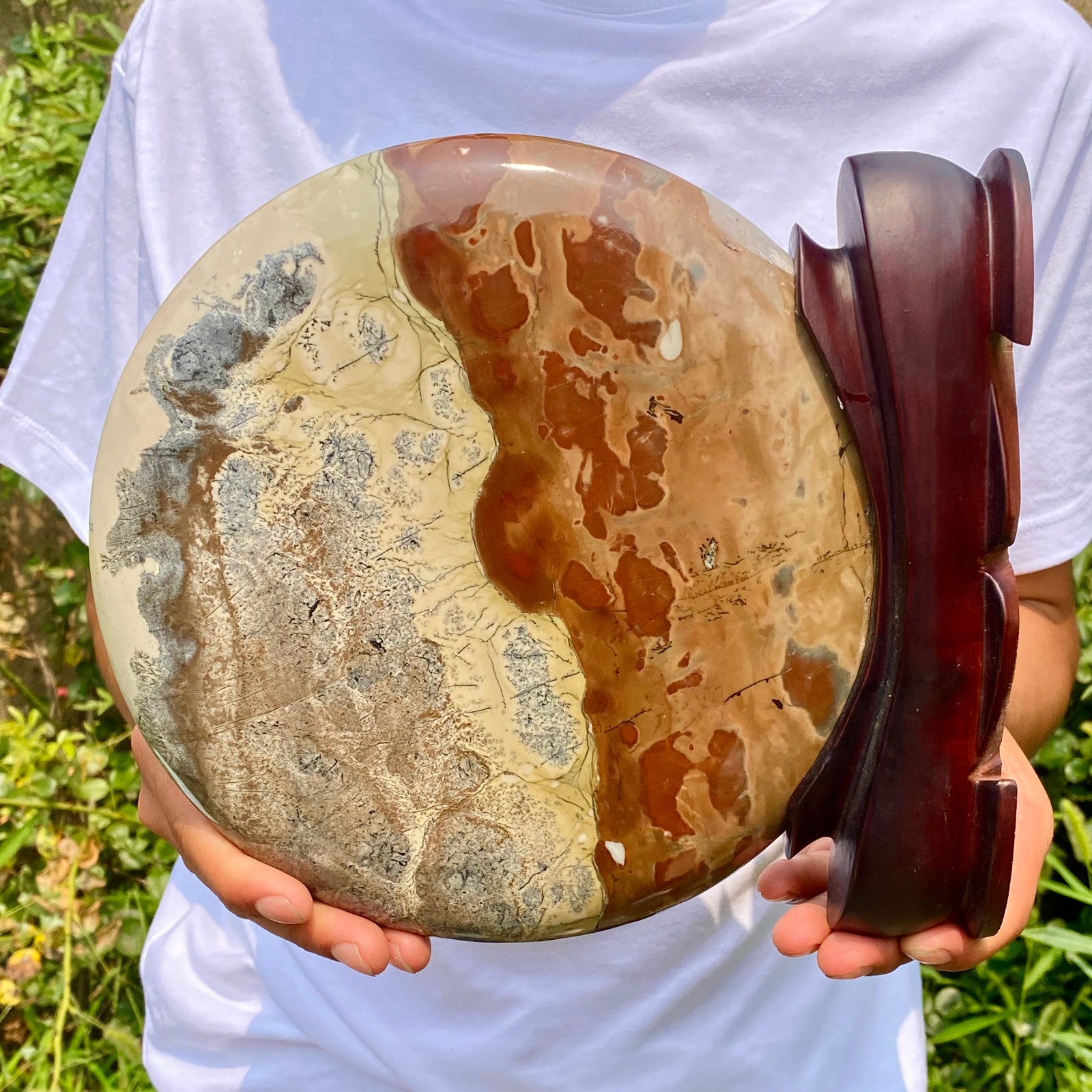 7.5LB Natural Chinese tree shaped limestone image stone national flower ornament