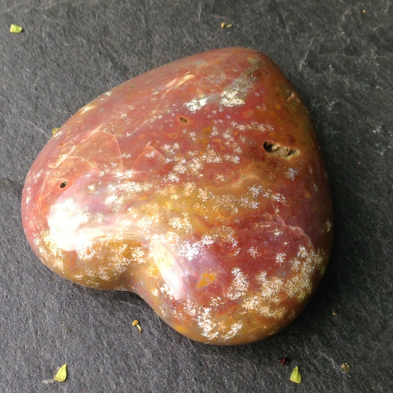 Large Ocean Jasper Crystal Drusy Heart Atlantis Stone Love 188g 6.93×7.45×2.9cm