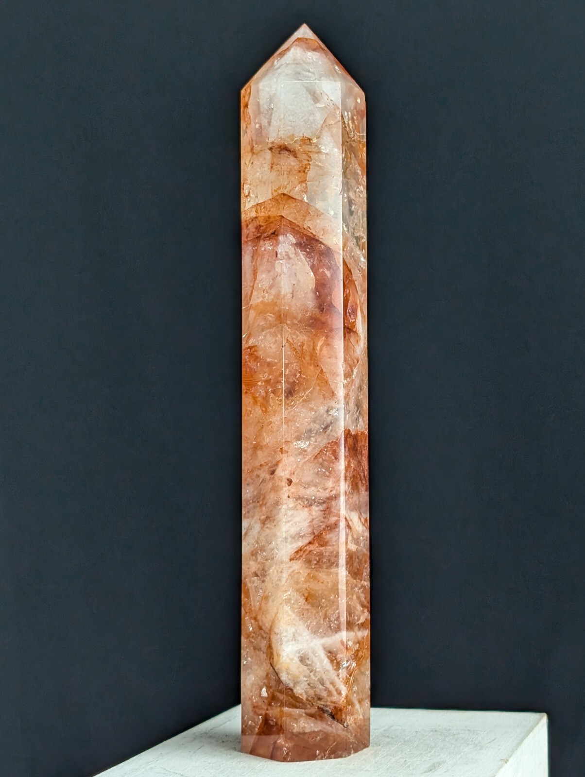 Red Fire Quartz Tower Crystal Gemstone Large Big Tall Huge Point Chakra Reiki