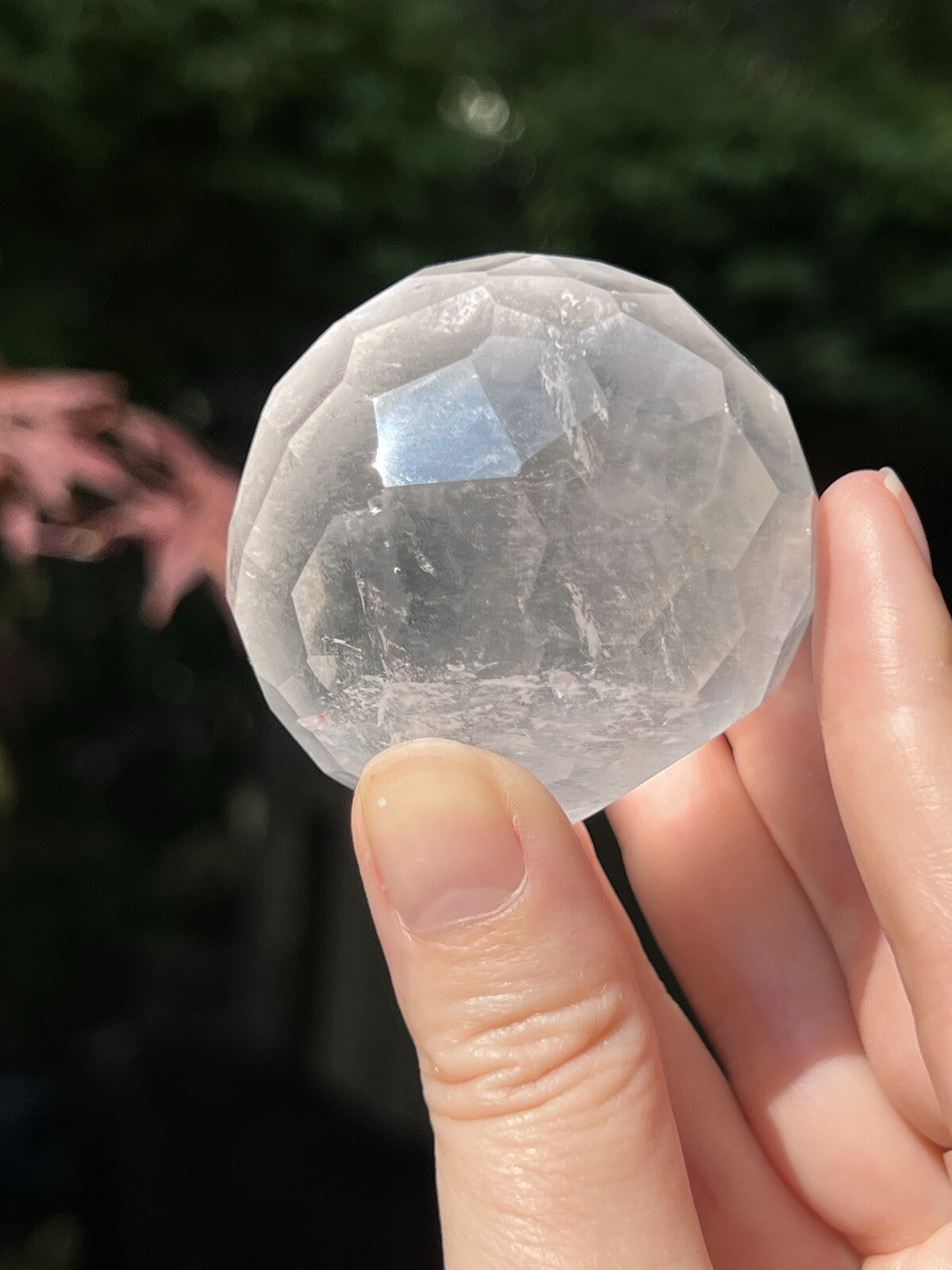 Clear Quartz Hand Faceted Large Crystal Ball AAA+ 50mm Diameter Standing R41/12