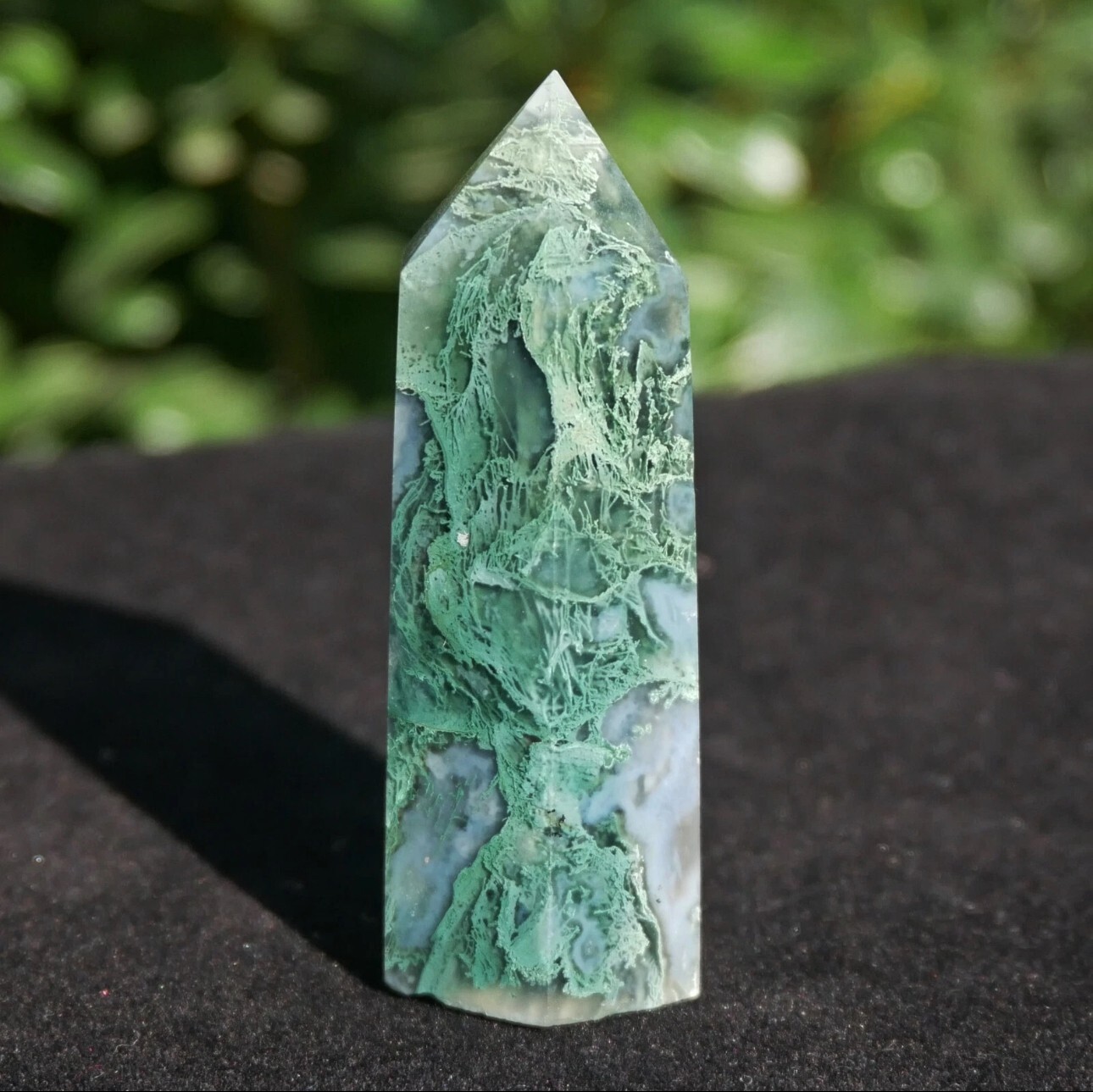AAA+ Grade Moss Agate Tower Point Green Crystal Obelisk Healing Crystal Collect