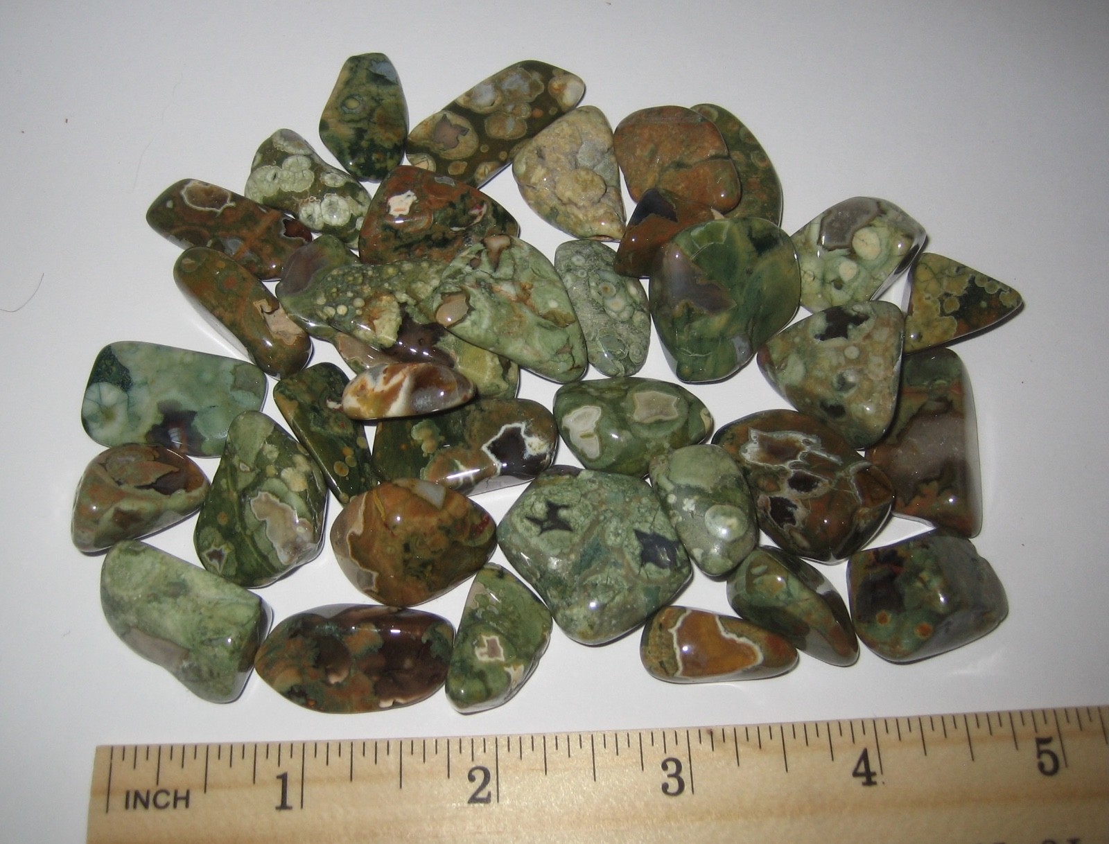36 A+ TUMBLED POLISHED 0.7″-0.9″ RAINFOREST JASPER STONES AUSTRALIA ~ 148.2g *A1