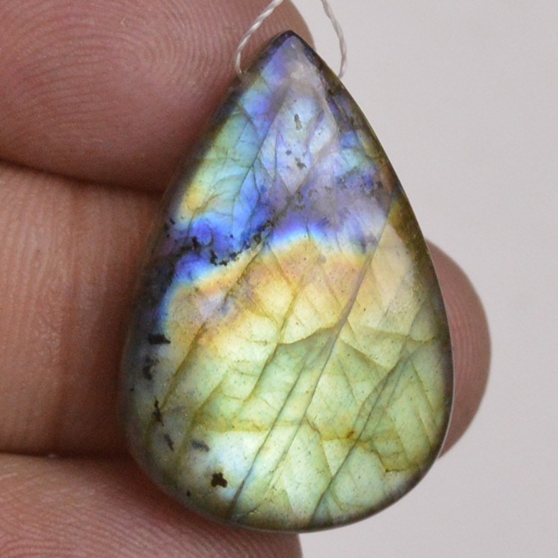 22 Cts Natural Labradorite Cabochon Side Drill Gemstone Jewelry 27×18 mm #L568