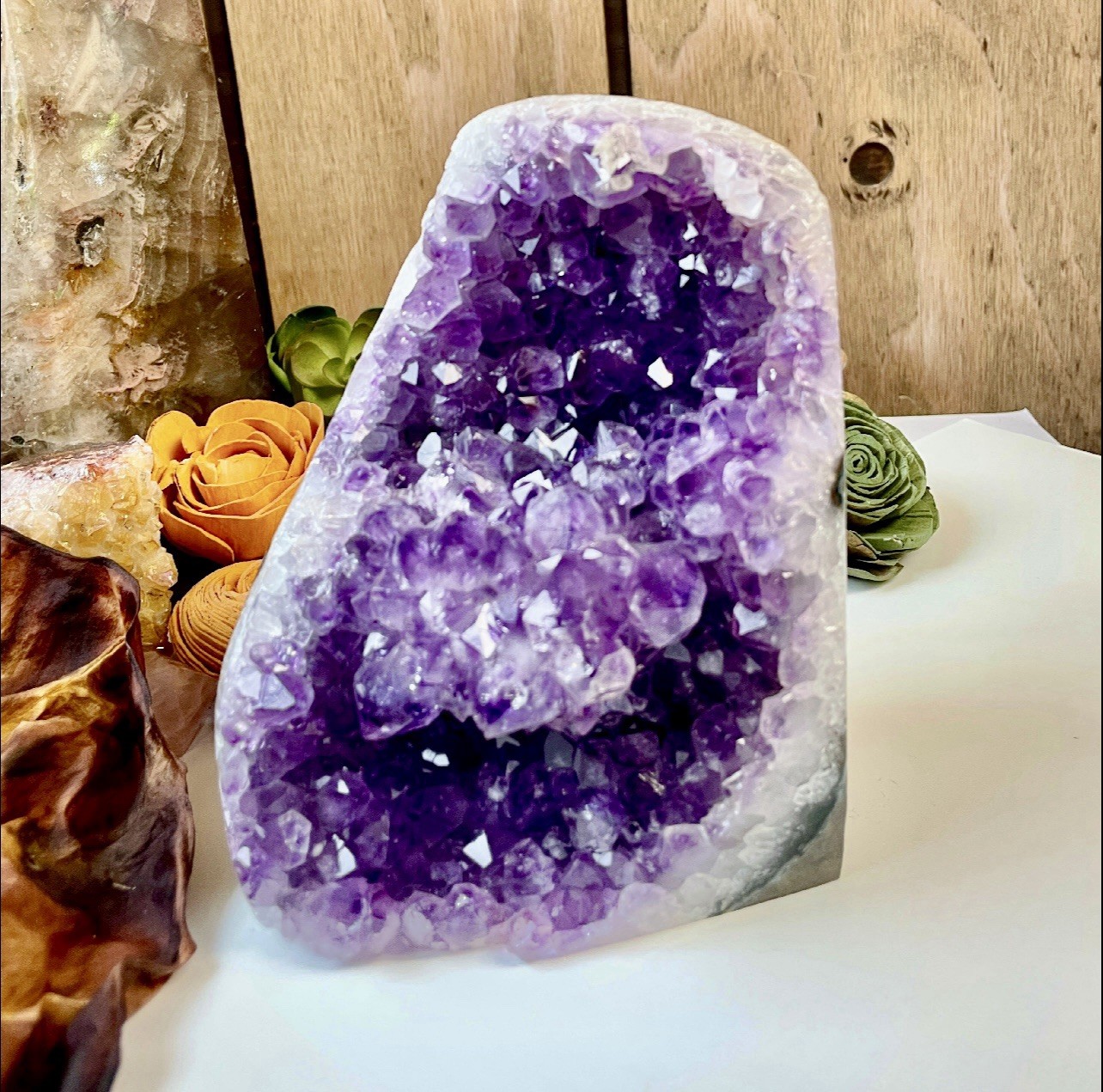 Natural Dark Purple Amethyst Druzy Geode Crystal Cluster Standing Specimen 4.5lb