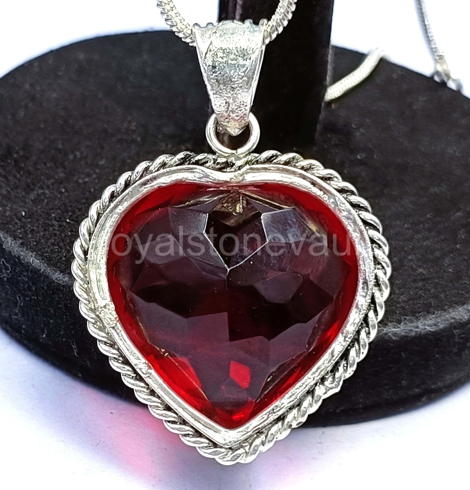 IGL Certified 92.55 Ct Natural Red Ruby Heart Pendant – Solid 925 Silver 5JOY