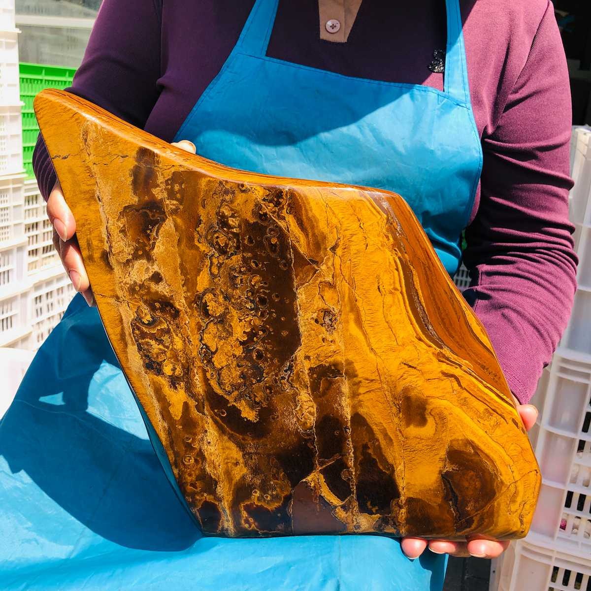 5480g Natural Tiger Eye Polished Freeform Slab Stone Healing Desk Decor MH5324