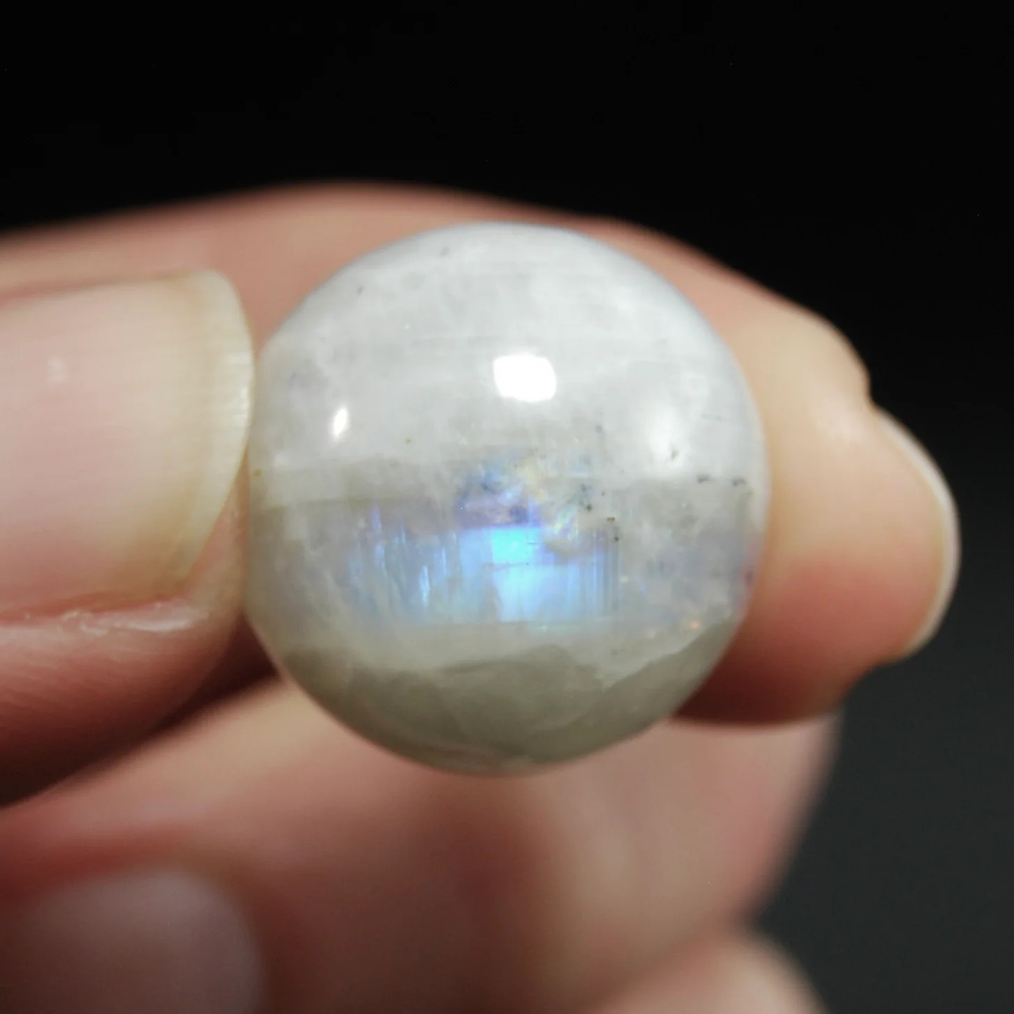 ONE Mini Rainbow Moonstone Crystal Sphere, GUARANTEED Blue Flash, 15mm 20mm 25mm