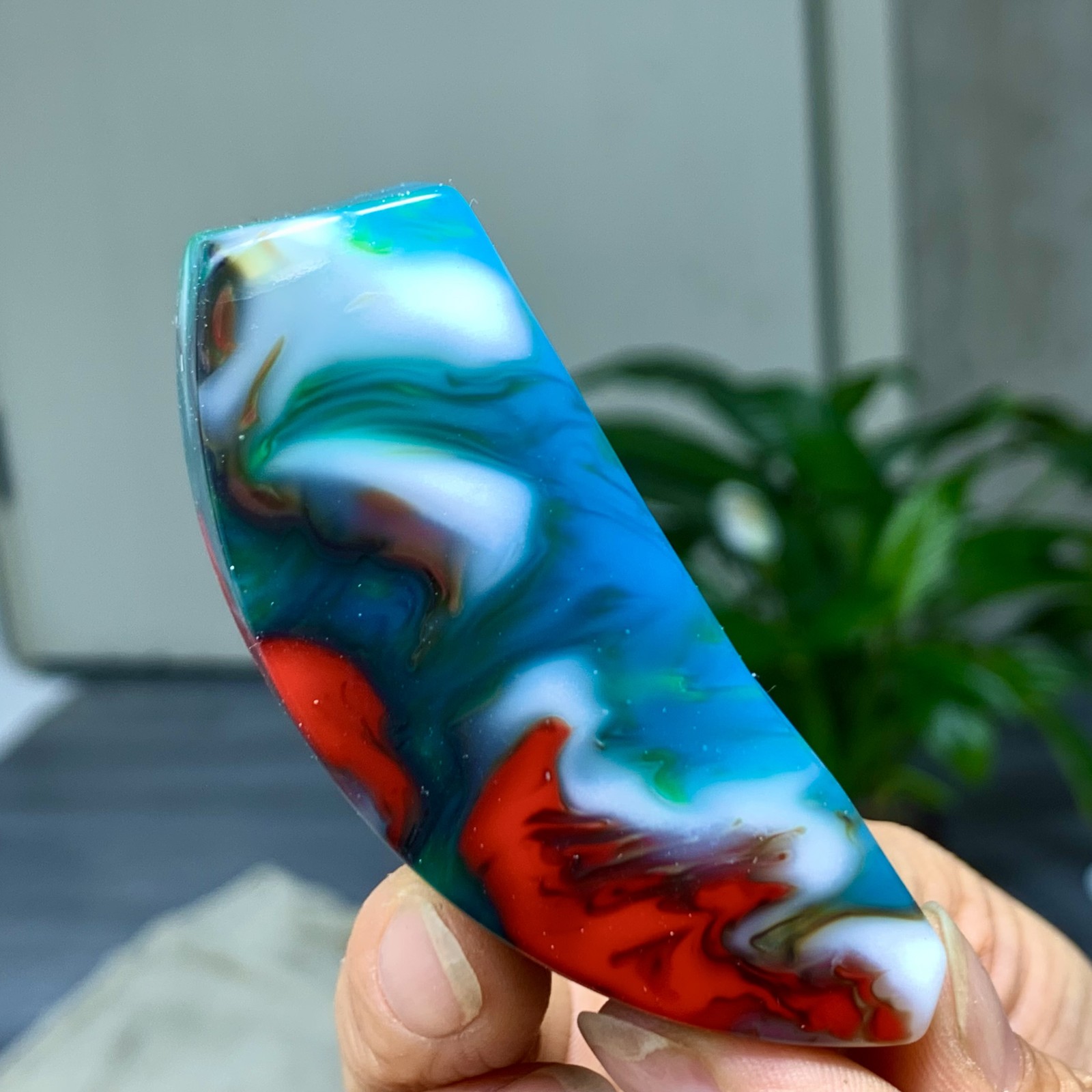 80G Natural NanHong Agate block multicolored Pattern Cabochon mineral Crystal