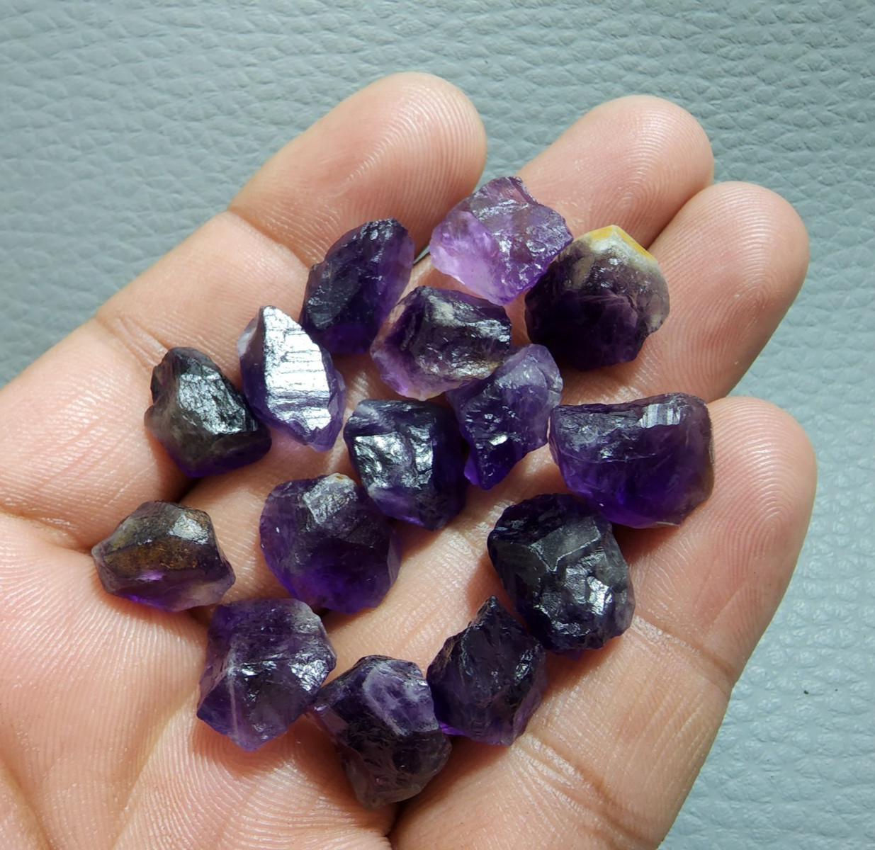 15 Pcs Attractive Purple Amethyst Rough Gemstone Raw Size 13-15 MM Crystal Stone