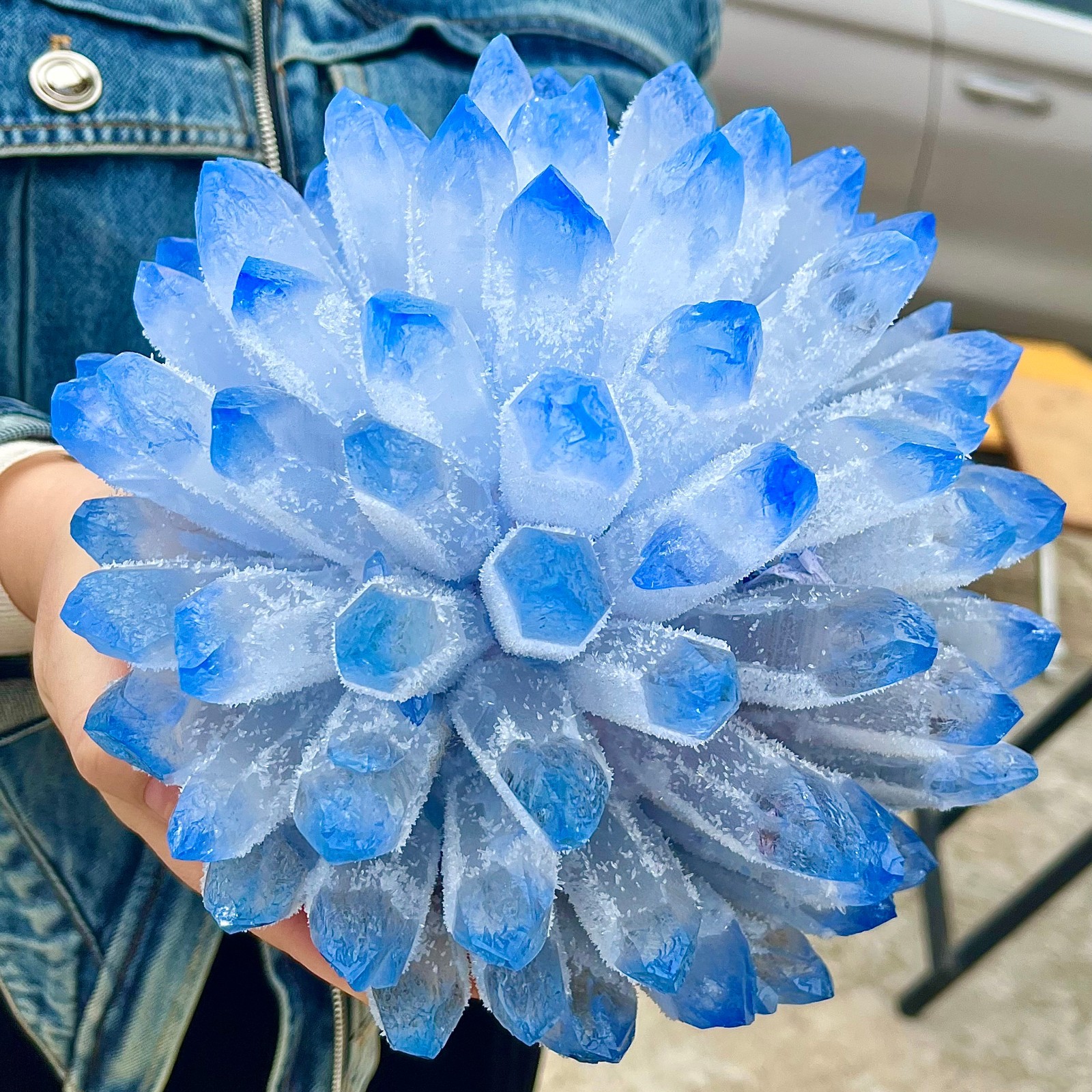 12.54LB eatiful blue Tibetan Ghost phantom Quartz Crystal Cluster Specimen