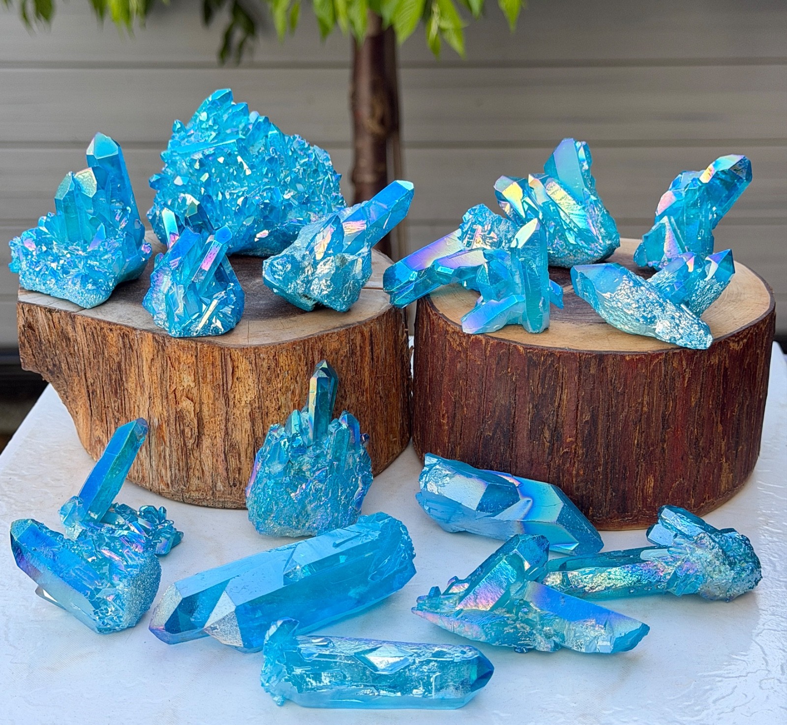 Wholesale 2 Lbs Aqua Aura Quartz Cluster Natural Crystal