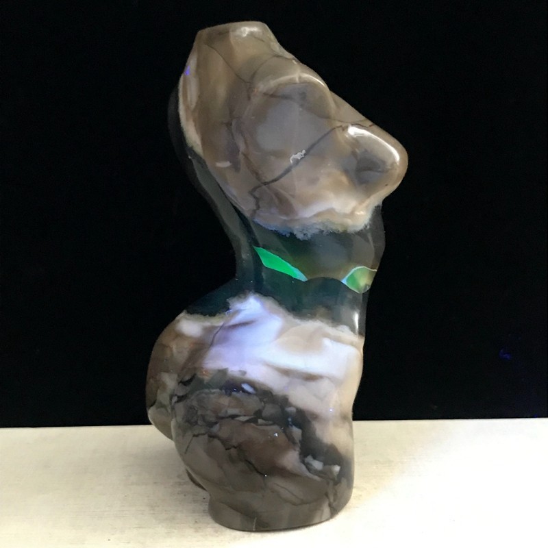 290G Natural Volcanic agate Crystal Hand Carved female model Healing Reiki