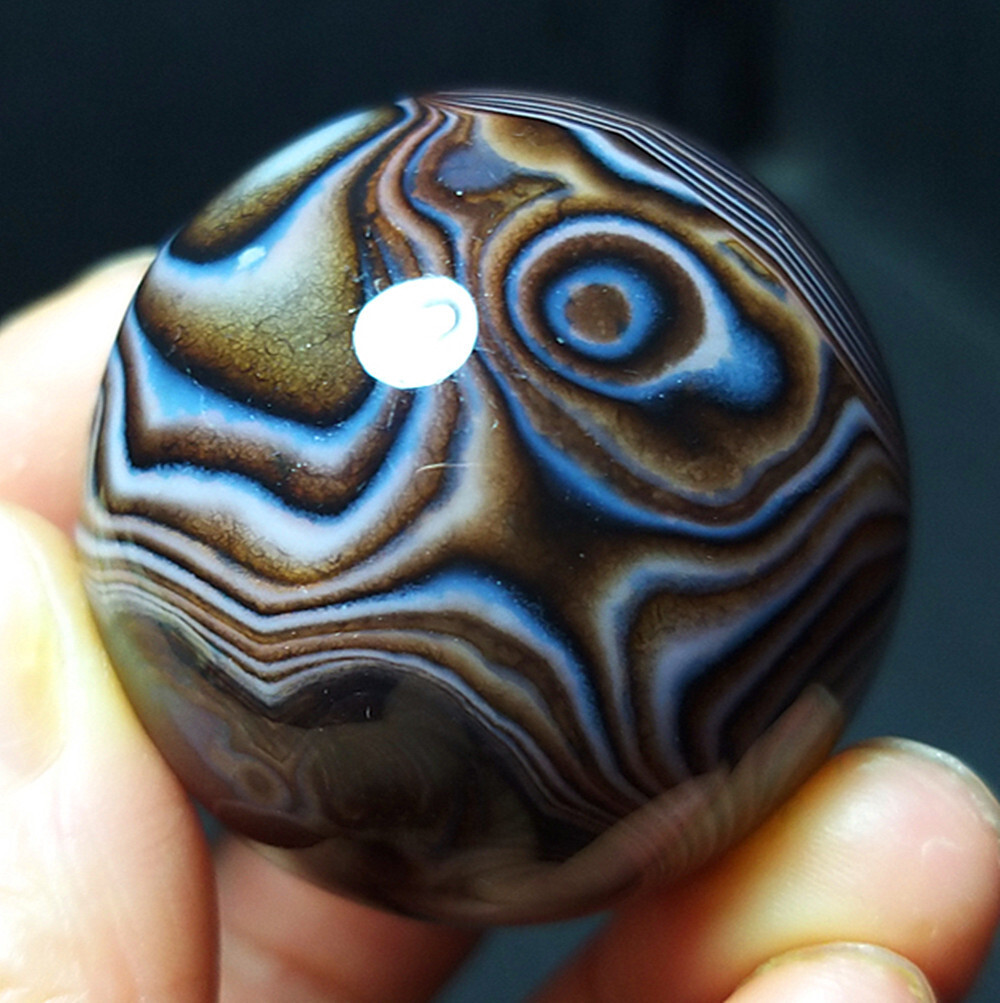 TOP 67.7G 36mm Natural Polished Banded Stone Sphere Ball Healing A3047