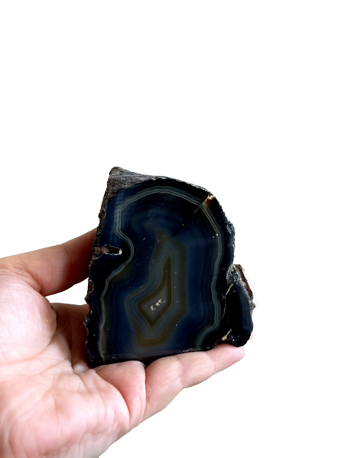 Natural Agate Cut Base – Black/Dark – approx. 3 inches tall