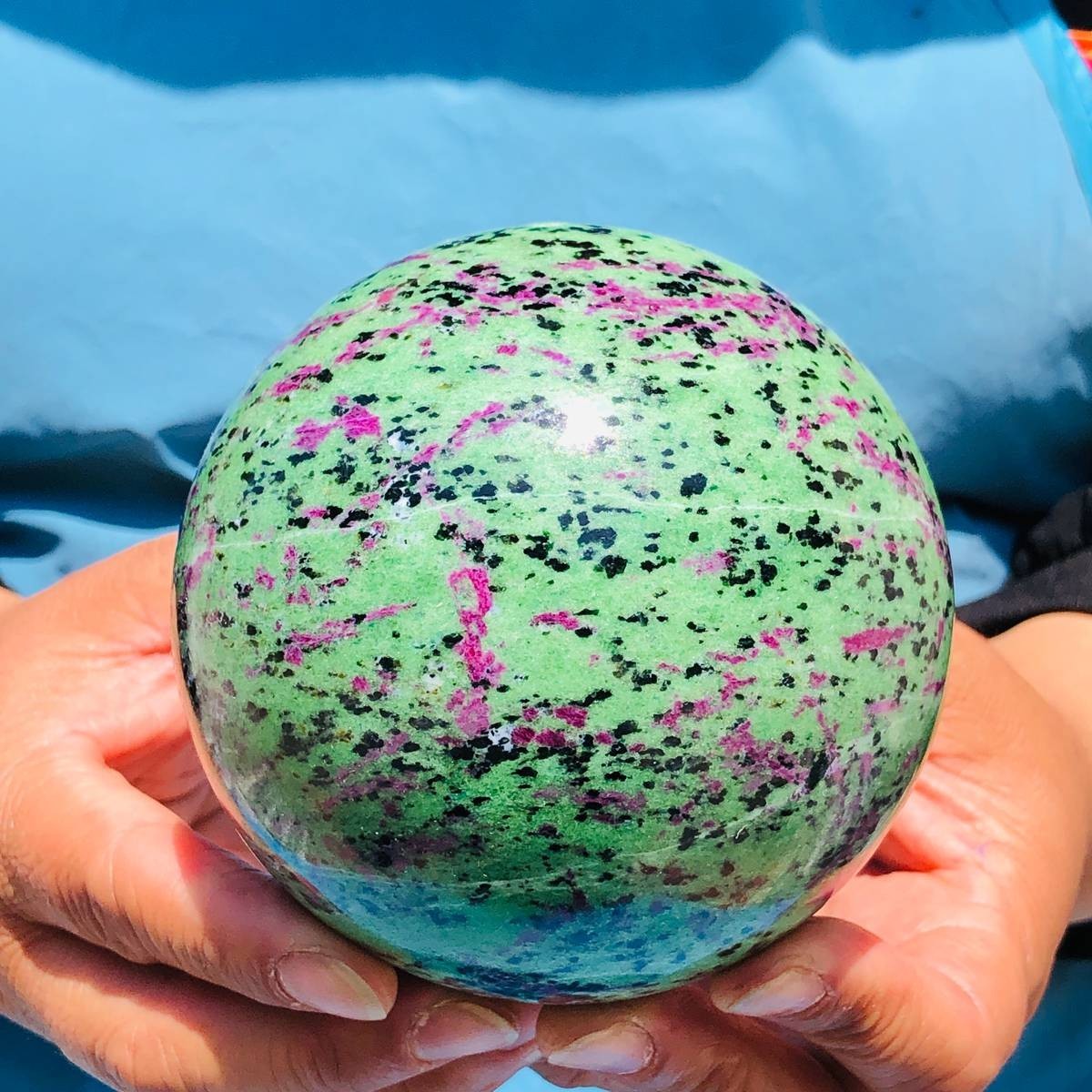 2 pieces 6.53LB Natural Red and Green Treasure Ball Quartz Crystal Specimen 5164