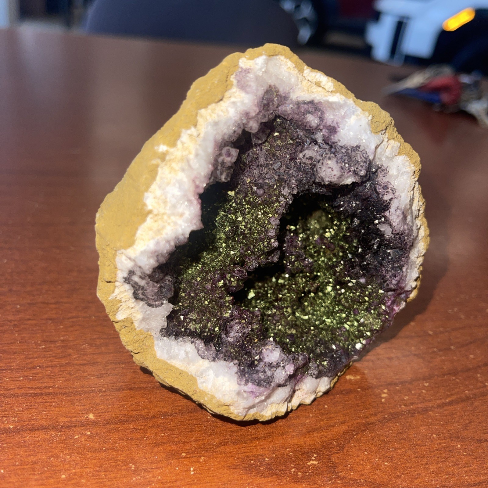 Deep Purple AMETHYST Cluster, Amethyst Geode, Healing purple and yellow