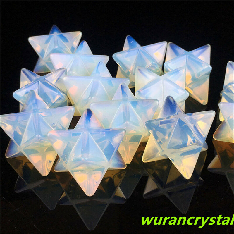 1pc AA++Carved Opalite Merkaba Star Quartz Crystal Pendant Reiki Healing