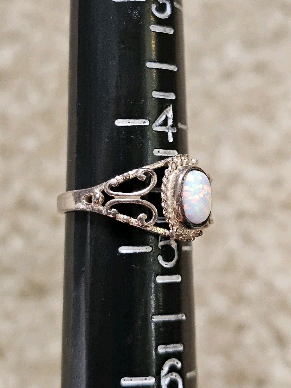 Sterling Silver Lab Created Opal Ring, Size 4.5, Crystals & Stones Mineral