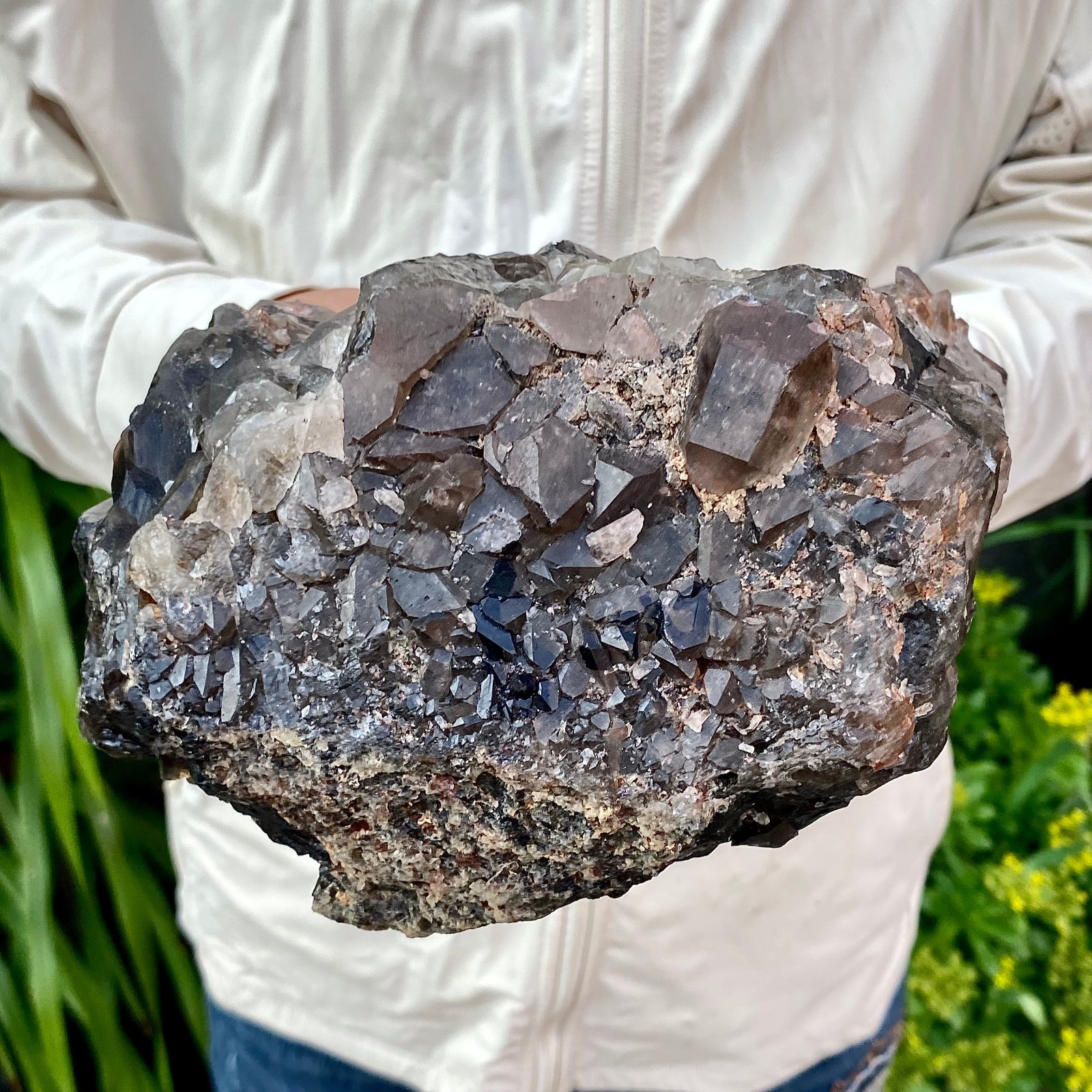 7.16LB Natural Black Smoky Quartz Crystal Cluster Raw Mineral Specimen