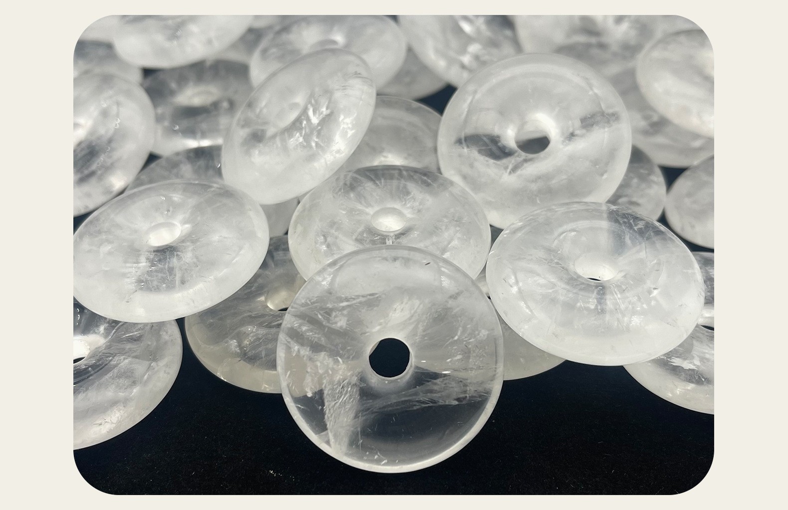 Certified Natural icy transparent White Crystal Donuts Pendant 35mm