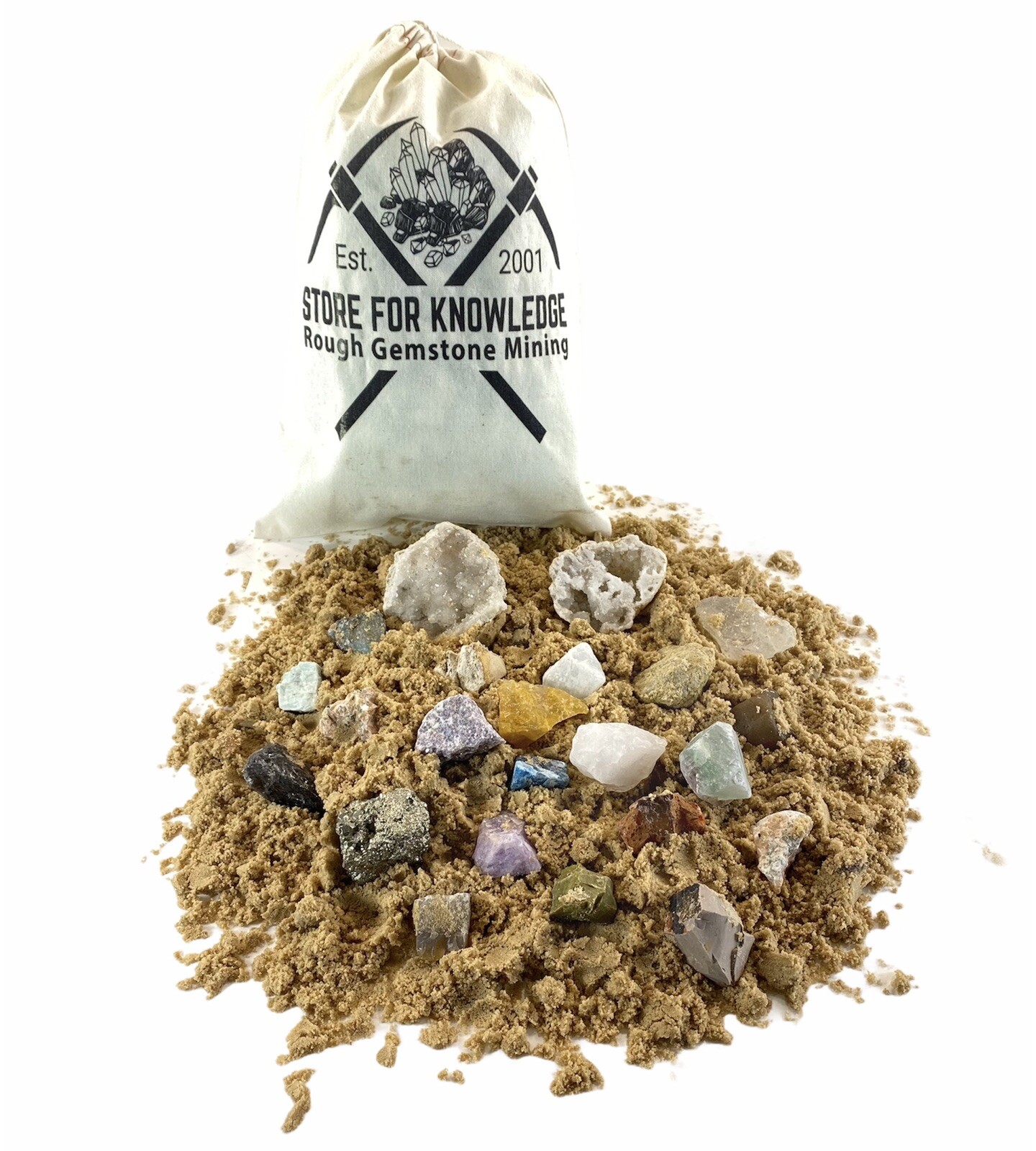 Large Natural Rough Gemstone Mining Bag – 24 Specimens | Rocks and Minerals