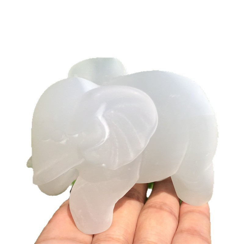 White Selenite Elephant Figurine Healing Home Decor Gift 1PCS