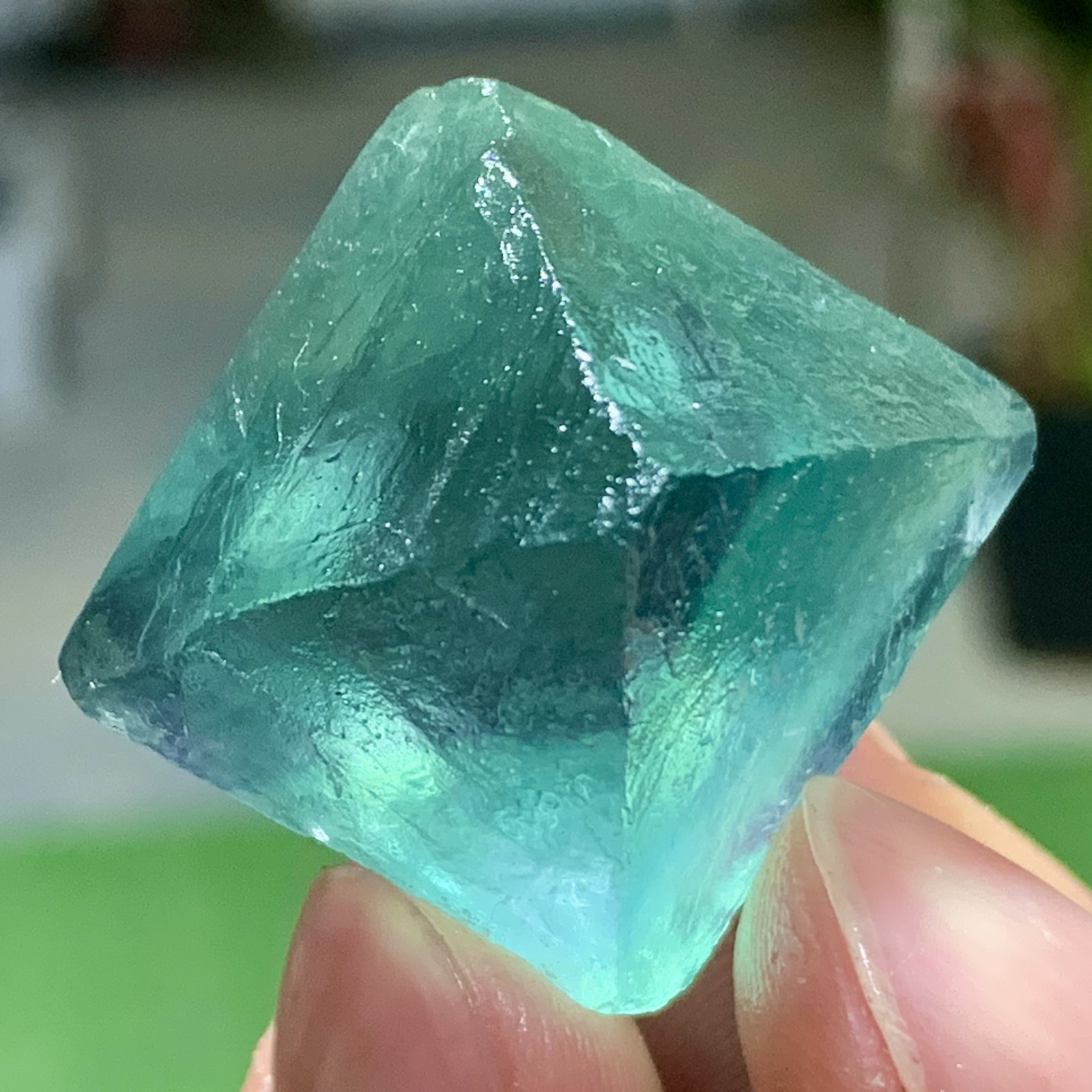 23G Rare transparent blue green fluorite cubic mineral crystal sample/China
