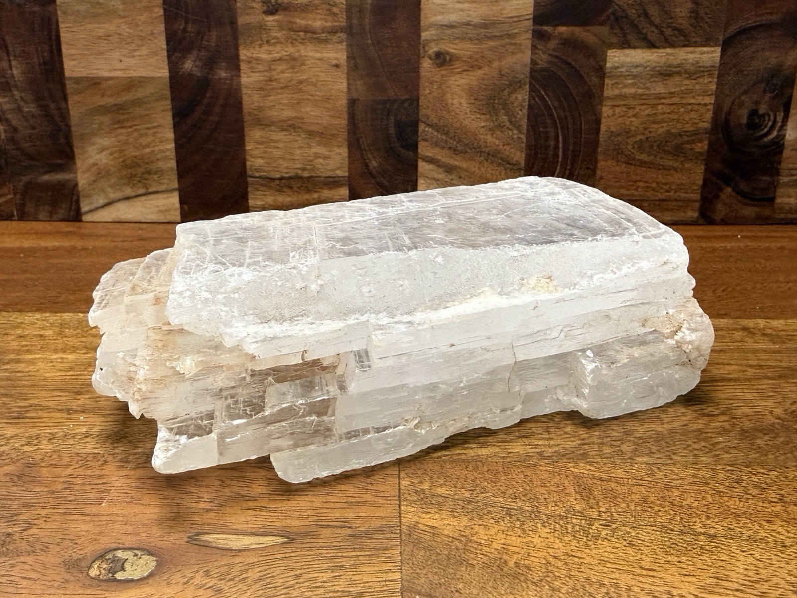 Large Clear/White Selenite Gypsum Crystal Slab Specimen 2 lb 13.5 oz 7 in