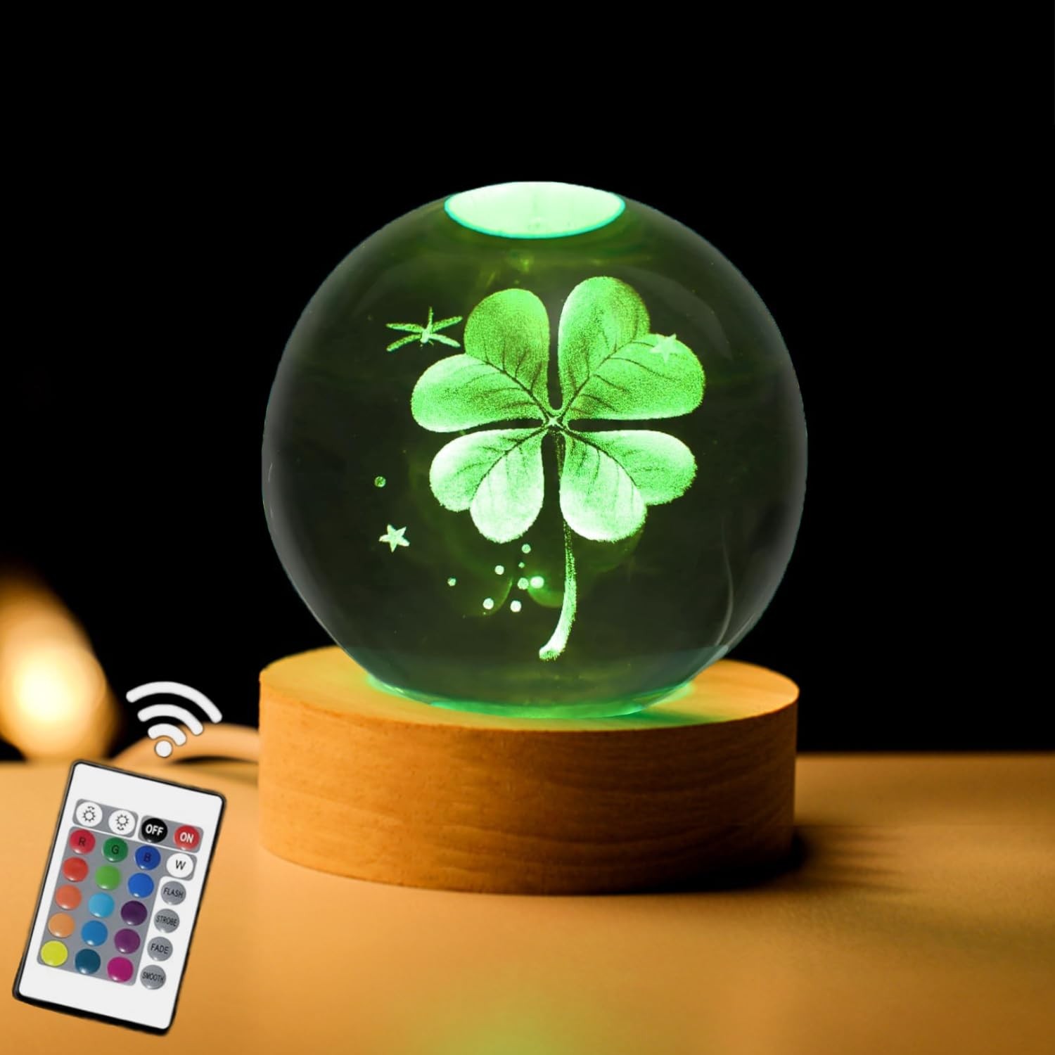 AOFEGRLT 80mm Four Leaf Clover 3D Crystal 3.15 inches, Multi_4