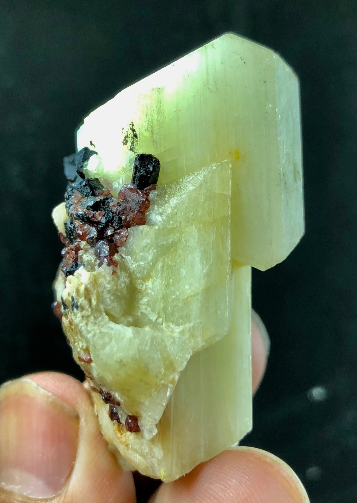 Red garnet with multiple combinations scrolls and feldspar cubic lovely 73grams
