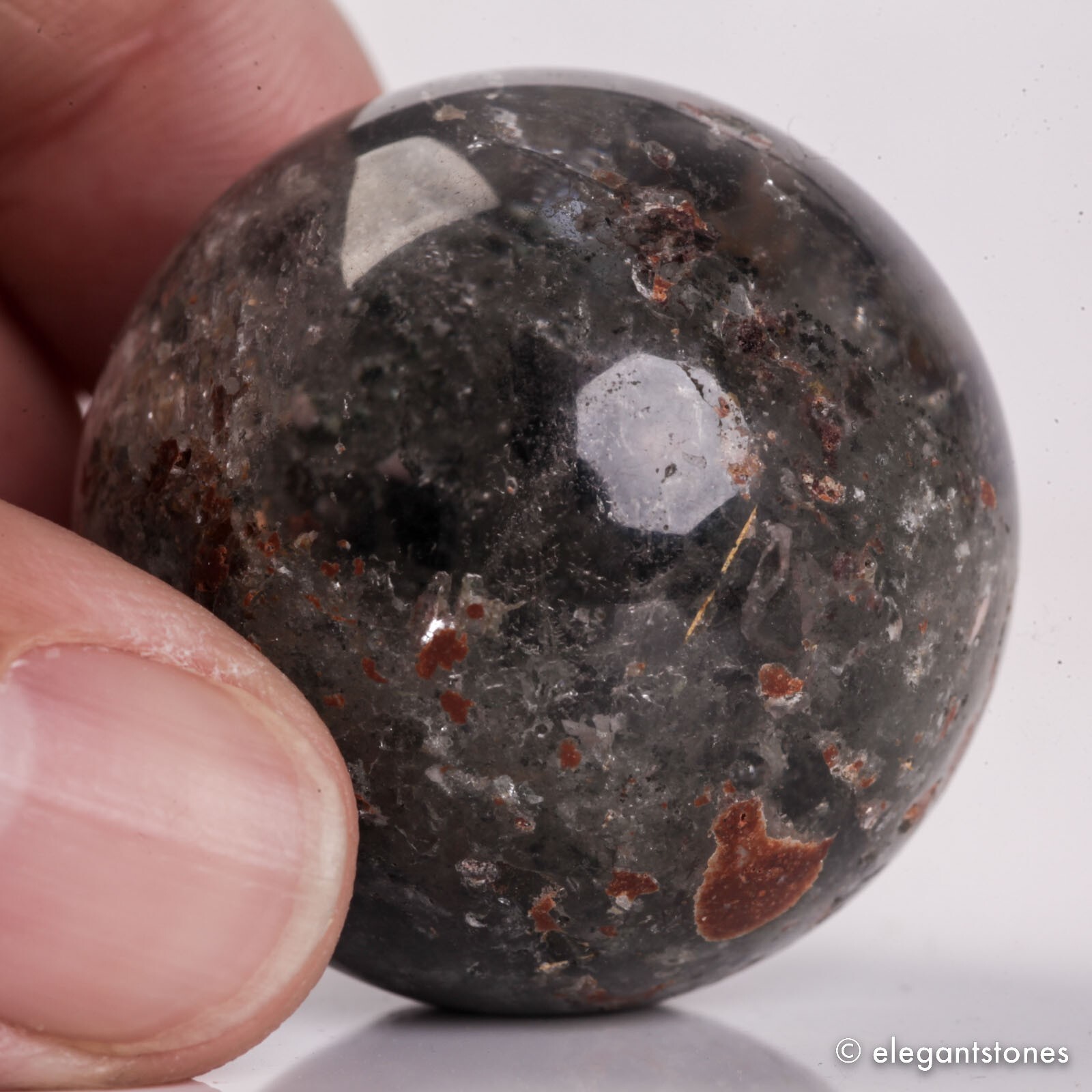 56g34mm Natural Garden/Phantom/Ghost/Lodolite Quartz Crystal Sphere Healing Ball