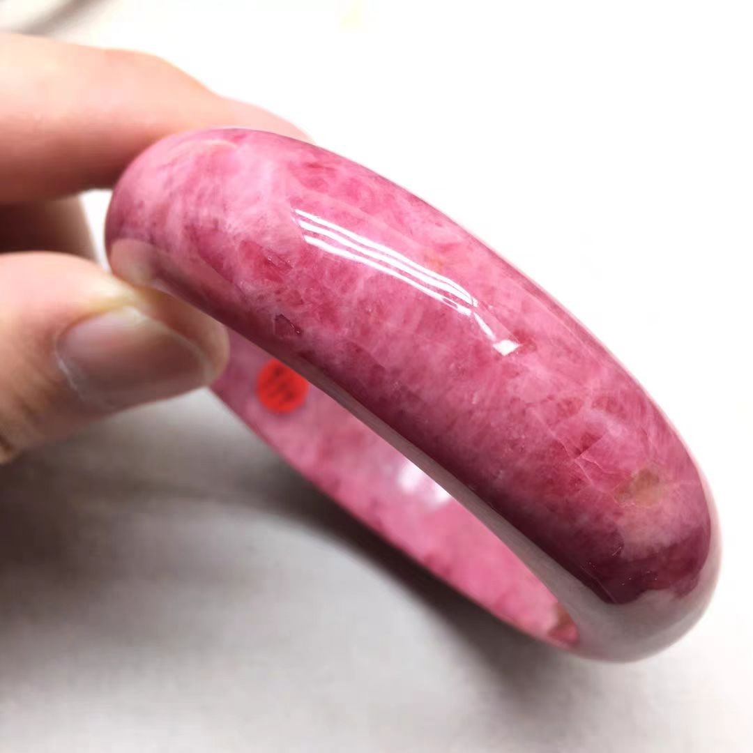 Genuine Natural Rose Quartz Crystal Round Bangle 57mm Adult Collectibles