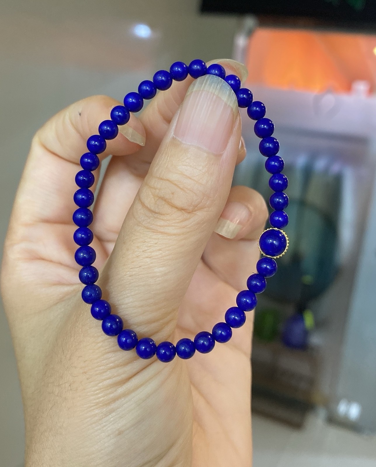Vintage Natural Old Mine Lapis Bead Bracelet All-match Casual Fashion Accessory