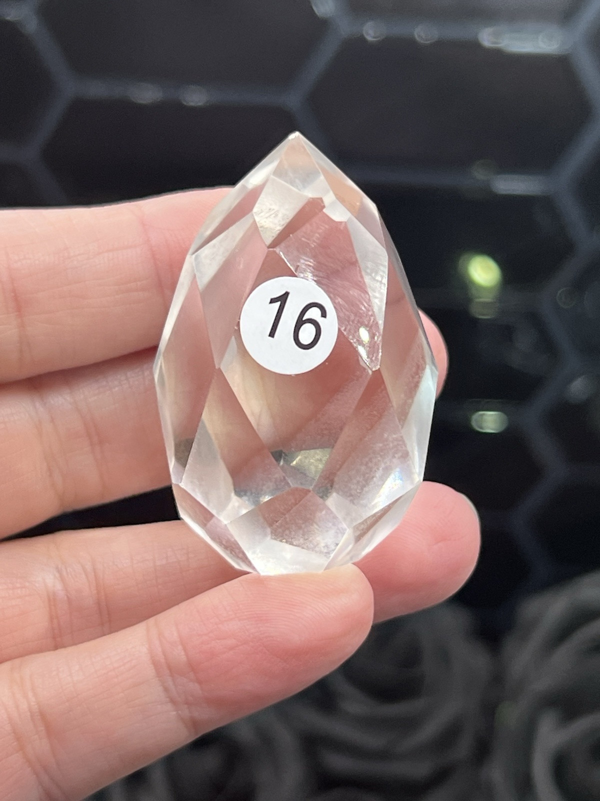 Natural Clear Quartz Faceted Egg HQ Self standing L@@K Free ship & Gift