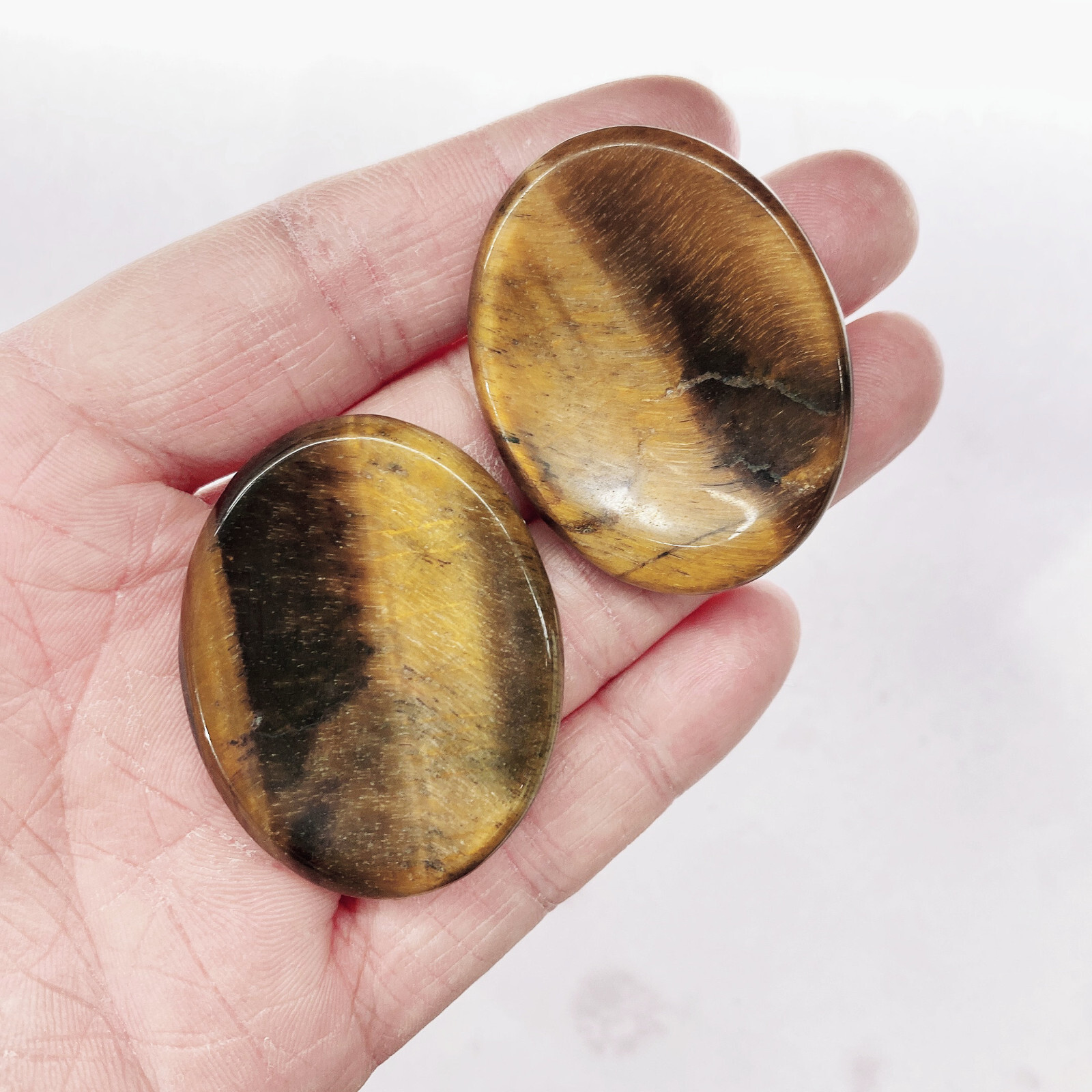 10pcs Natural Tiger’s-eye Worry Stone Palm Reiki Crystal Quartz Healing Decorate