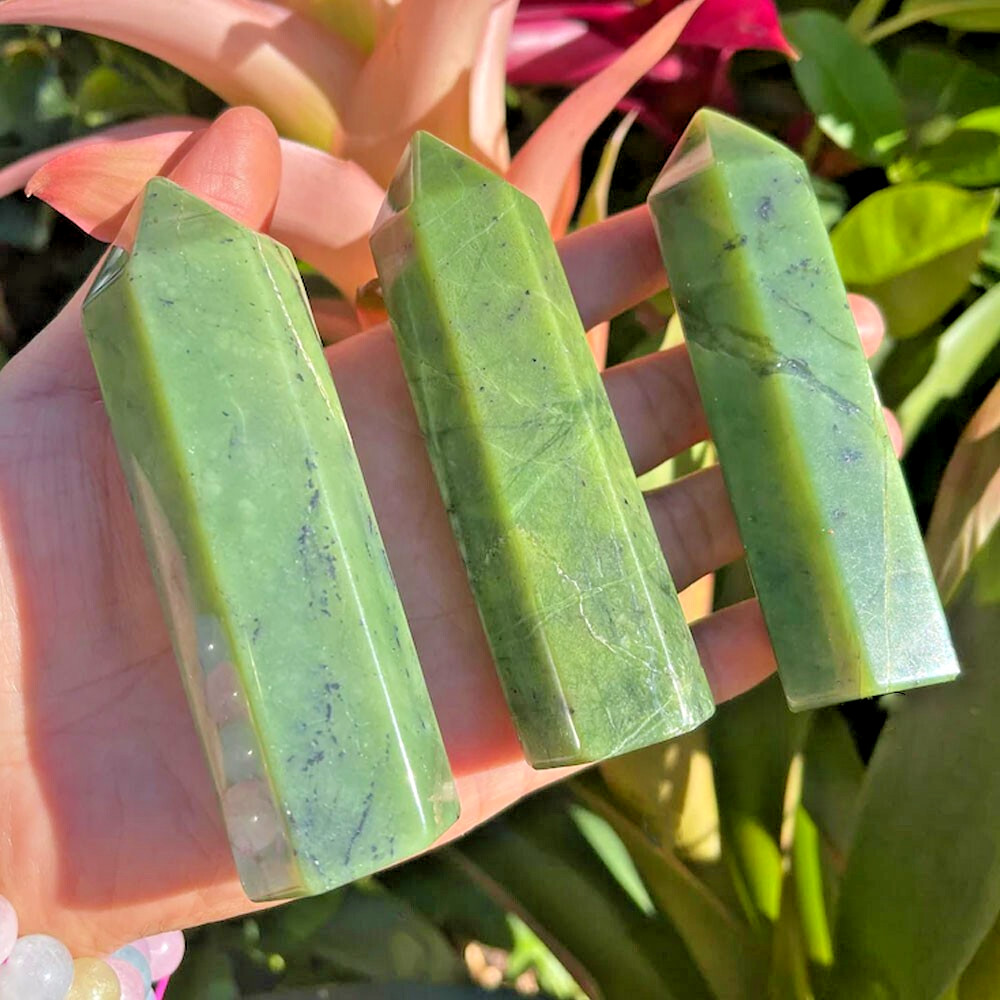 3.15″-3.54″ Natural Nephrite Jade Crystal Tower – Healing Crystal Obelisk Gifts