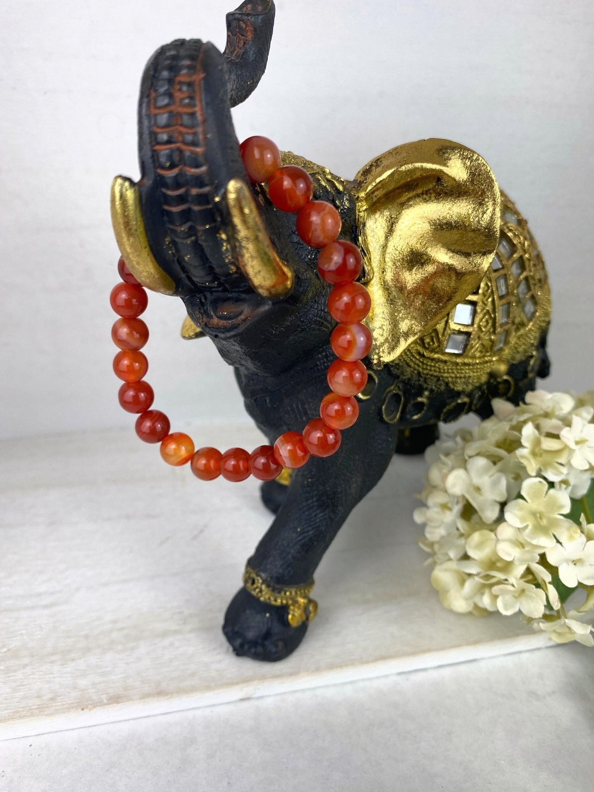 Carnelian bracelet – 8mm carnelian bracelet – carnelian agate jewelry – crystal