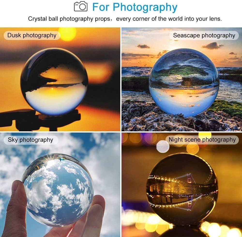 MerryNine 80mm/3.15″ Photograph K9 Crystal Ball with Stylish Clear-clear