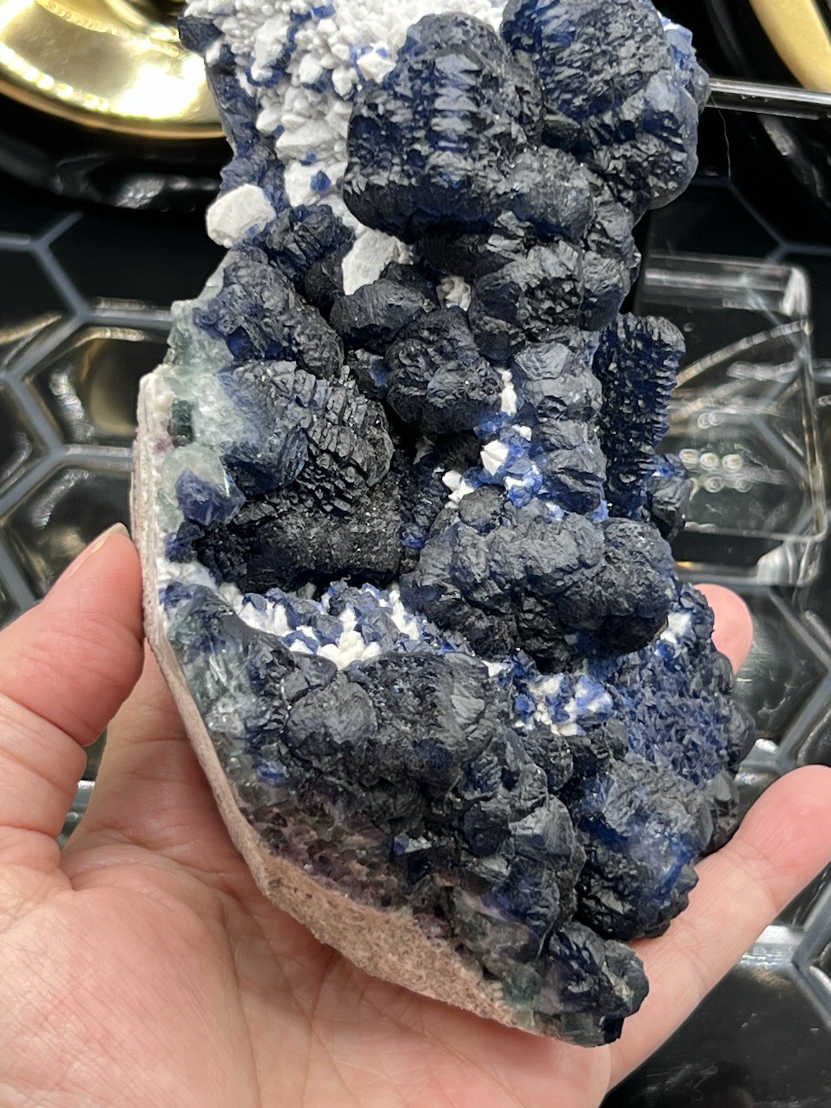 Natural Blueberry Fluorite XL Specimen 2.4lbs Inner Mongolia Free ship & Gift