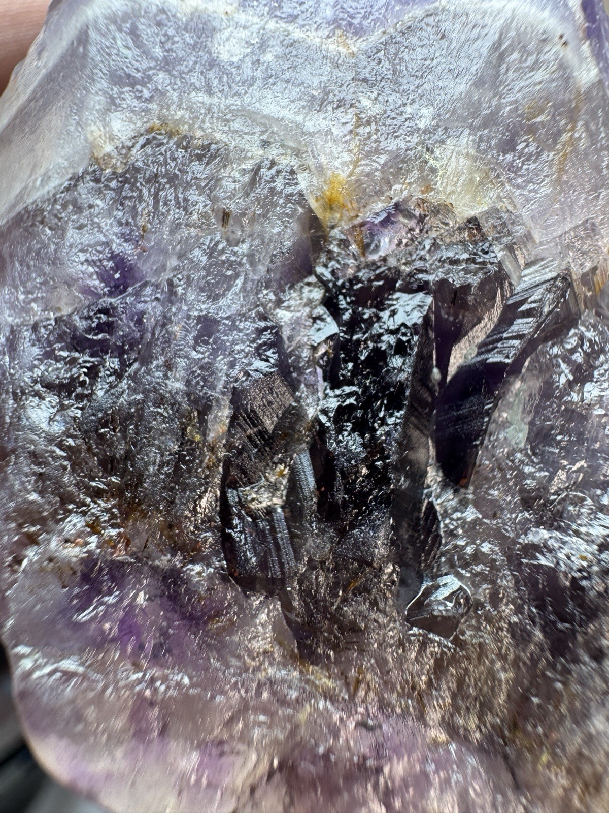 Boreal Amethyst Crystal Auralite23 Natural Phantom Reveal On Polished Face