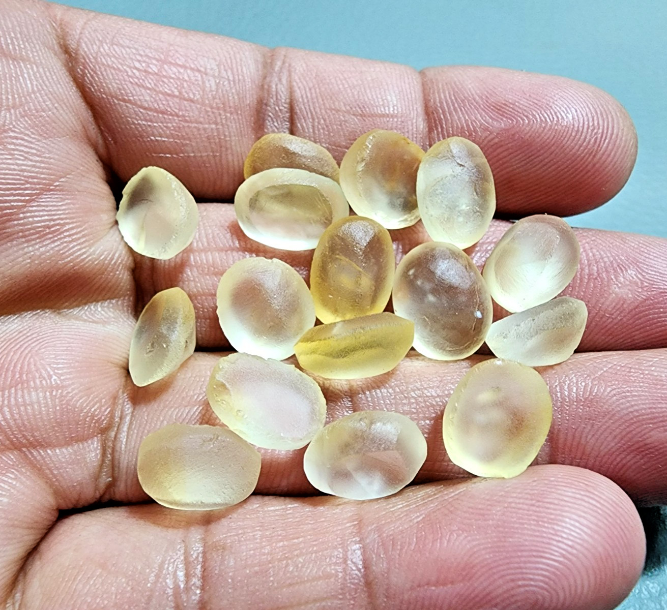 16Pcs Natural Golden Citrine Topaz Without Cutting 10-13MM Faceted Cabochon Gem