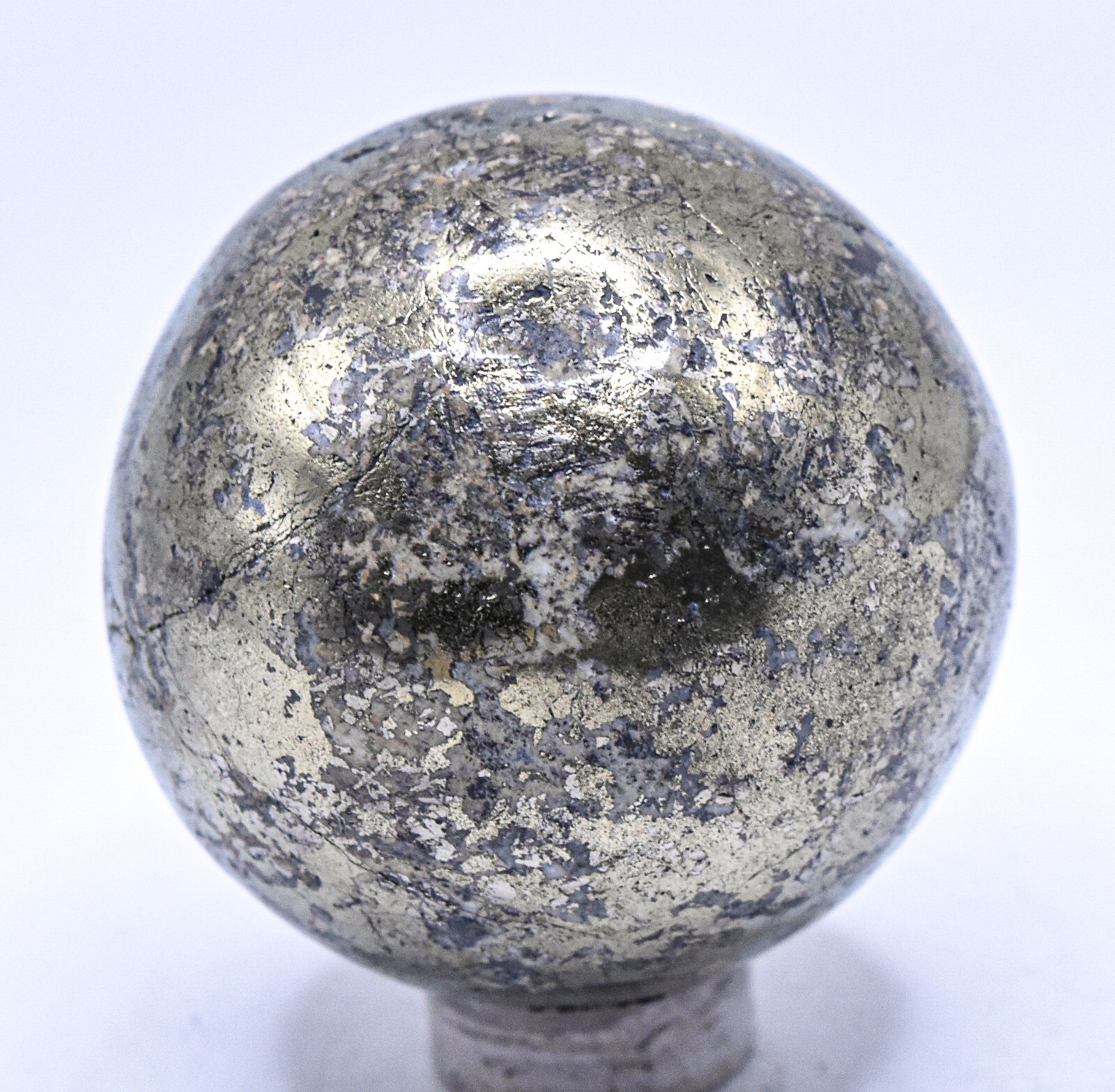 43mm Chalcopyrite w/ Calcite Inclusions Sphere Polished Natural Mineral – Peru