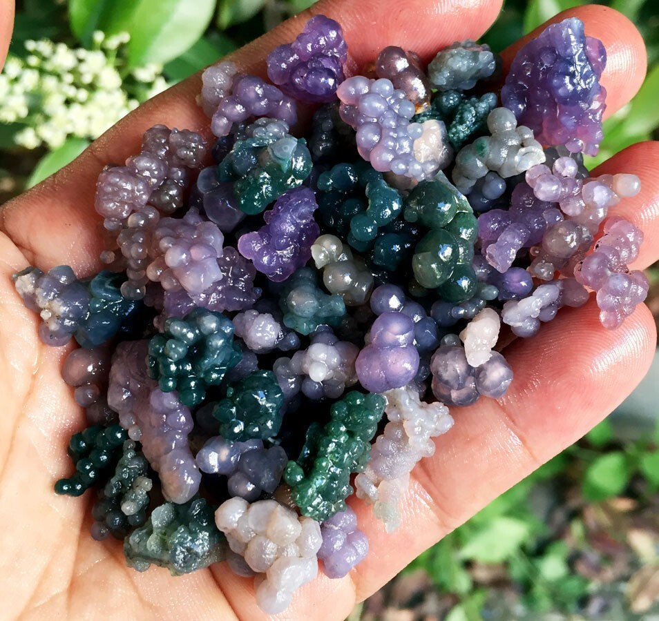 100g 50-90Natural Botryoidal Chalcedony Starlight Purple Grape Agate Grain ag100